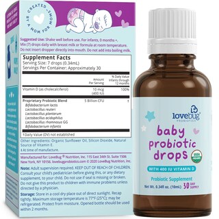Foto 3 | Probiótico Lovebug Usda Organic Para Bebés De 0 A 12 Meses, 5 B Cfu - Venta Internacional.