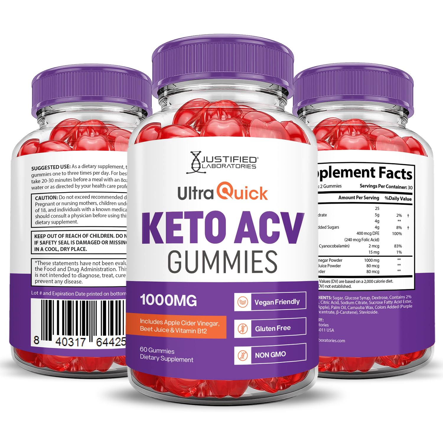 Foto 7 | Gomitas Ultra Quick Keto Acv De 1000 Mg De Vinagre De Sidra De Manzana (paquete De 3) - Venta Internacional.