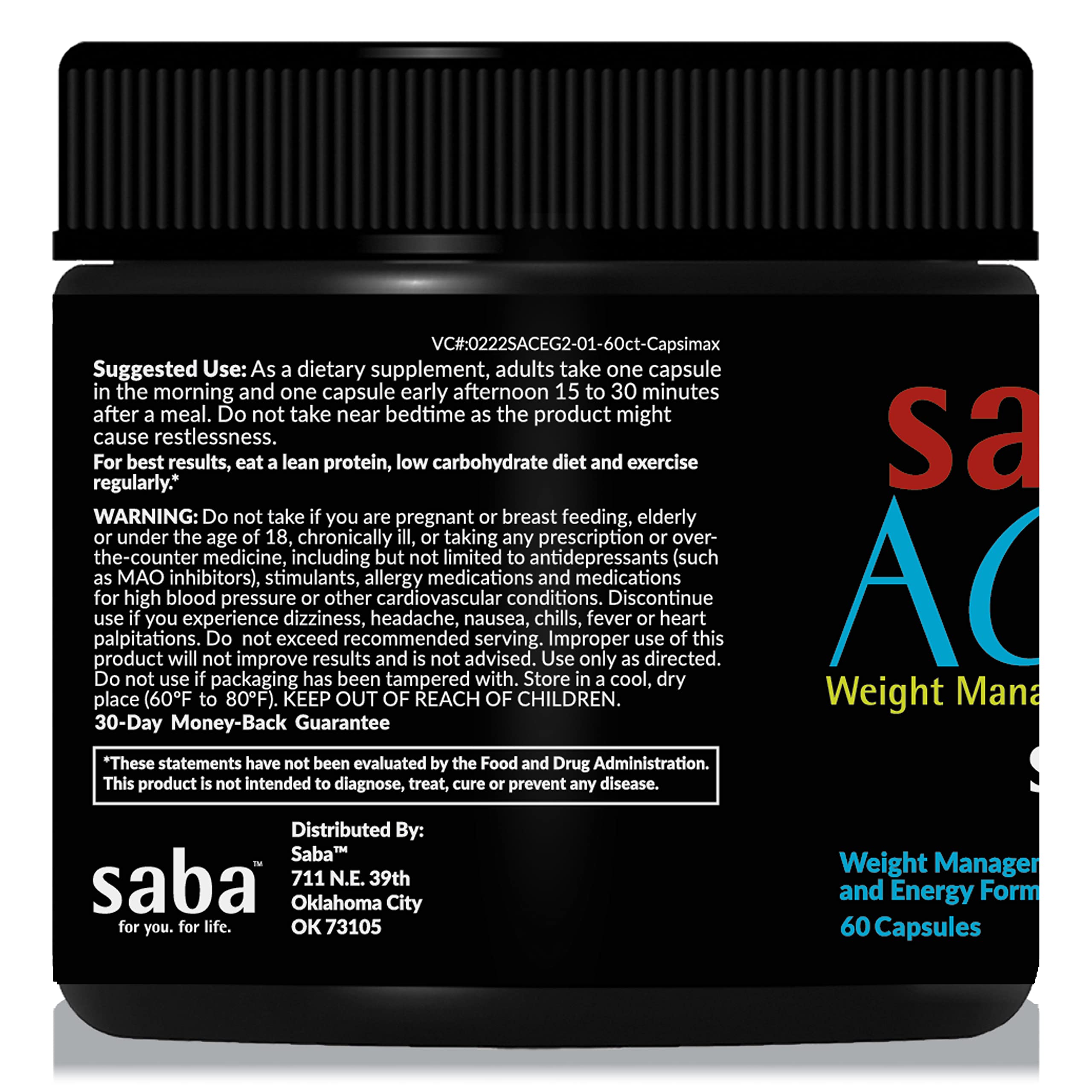 Foto 4 | Suplemento Para Bajar De Peso Saba Ace G2 60 Cápsulas - Venta Internacional.