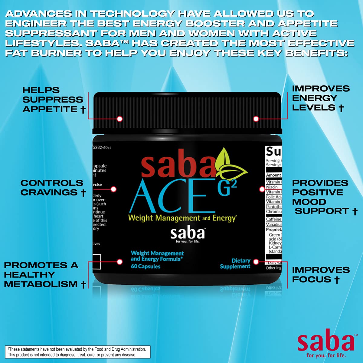 Foto 6 pulgar | Suplemento Para Bajar De Peso Saba Ace G2 60 Cápsulas - Venta Internacional.