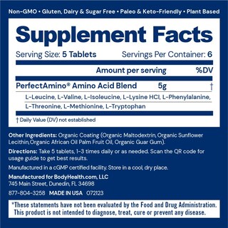 Foto 2 | Tabletas Supplement Bodyhealth Perfectamino Fáciles De Tragar - Venta Internacional.