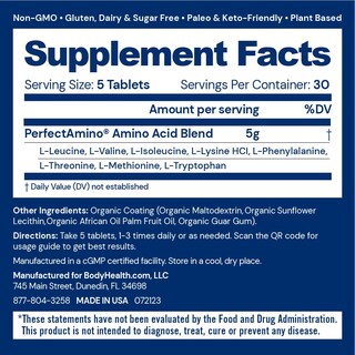 Foto 3 | Tabletas Supplement Bodyhealth Perfectamino Fáciles De Tragar - Venta Internacional.