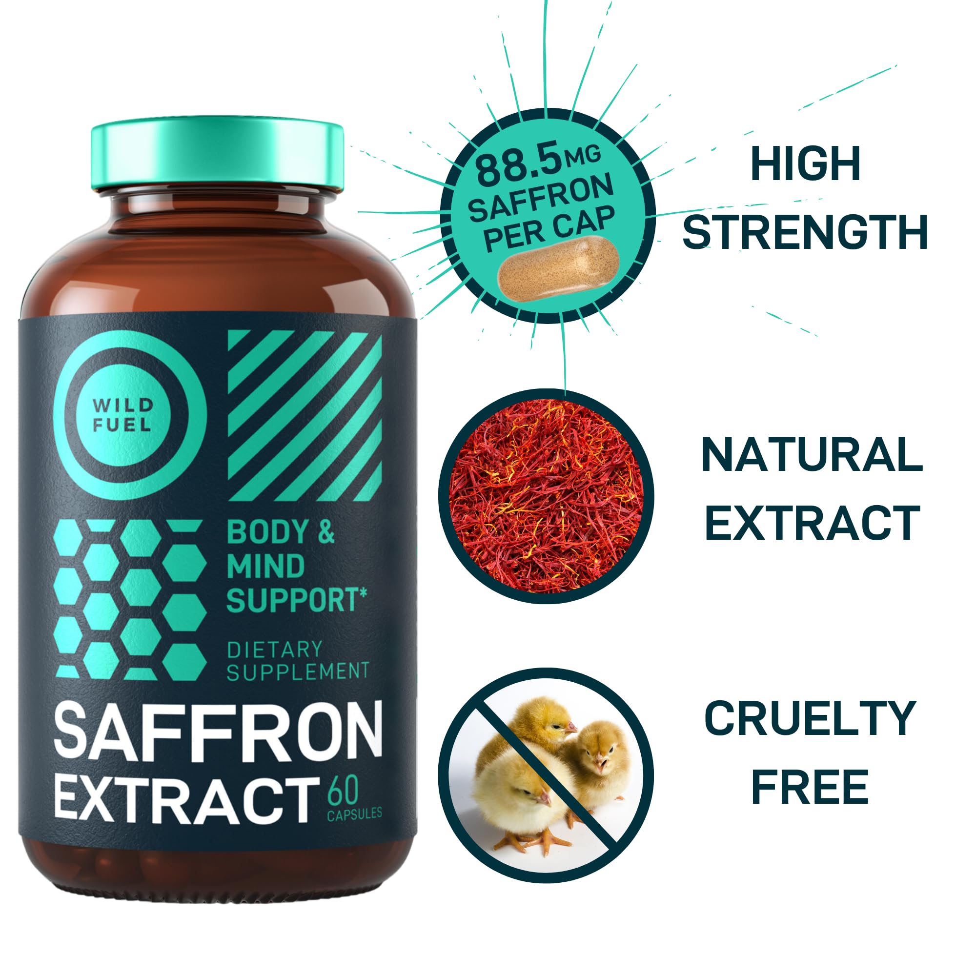 Foto 5 | Suplemento Antioxidante De Extracto Puro De Azafrán Wild Fuel 88,5 Mg - Venta Internacional.