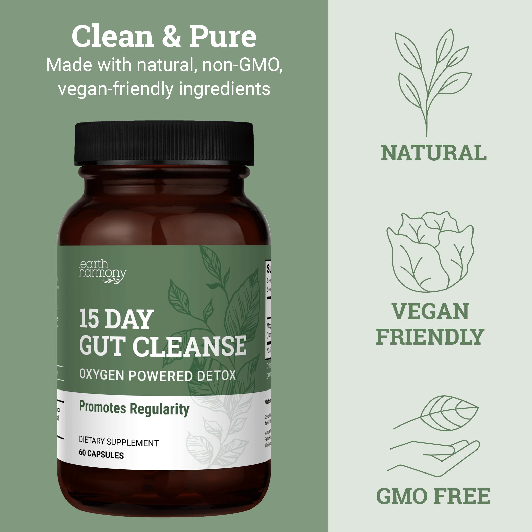 Foto 5 pulgar | Gut Cleanse Detox Earth Harmony Naturals, Vegano, 15 Días, 60 Cápsulas - Venta Internacional.
