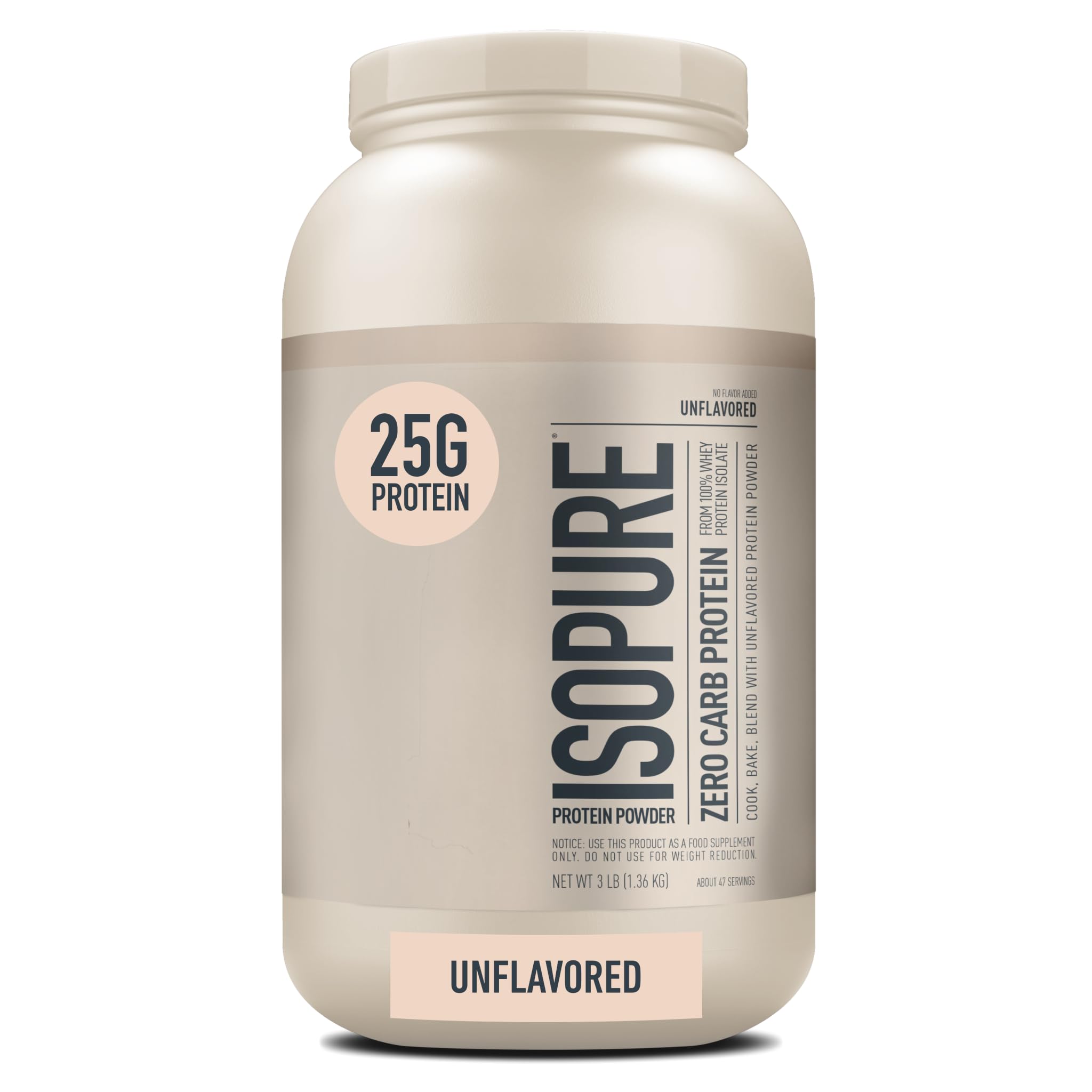 Proteína En Polvo Isopure, Sin Sabor, 25 G, Aislado De Suero, 3 Libras - Venta Internacional.