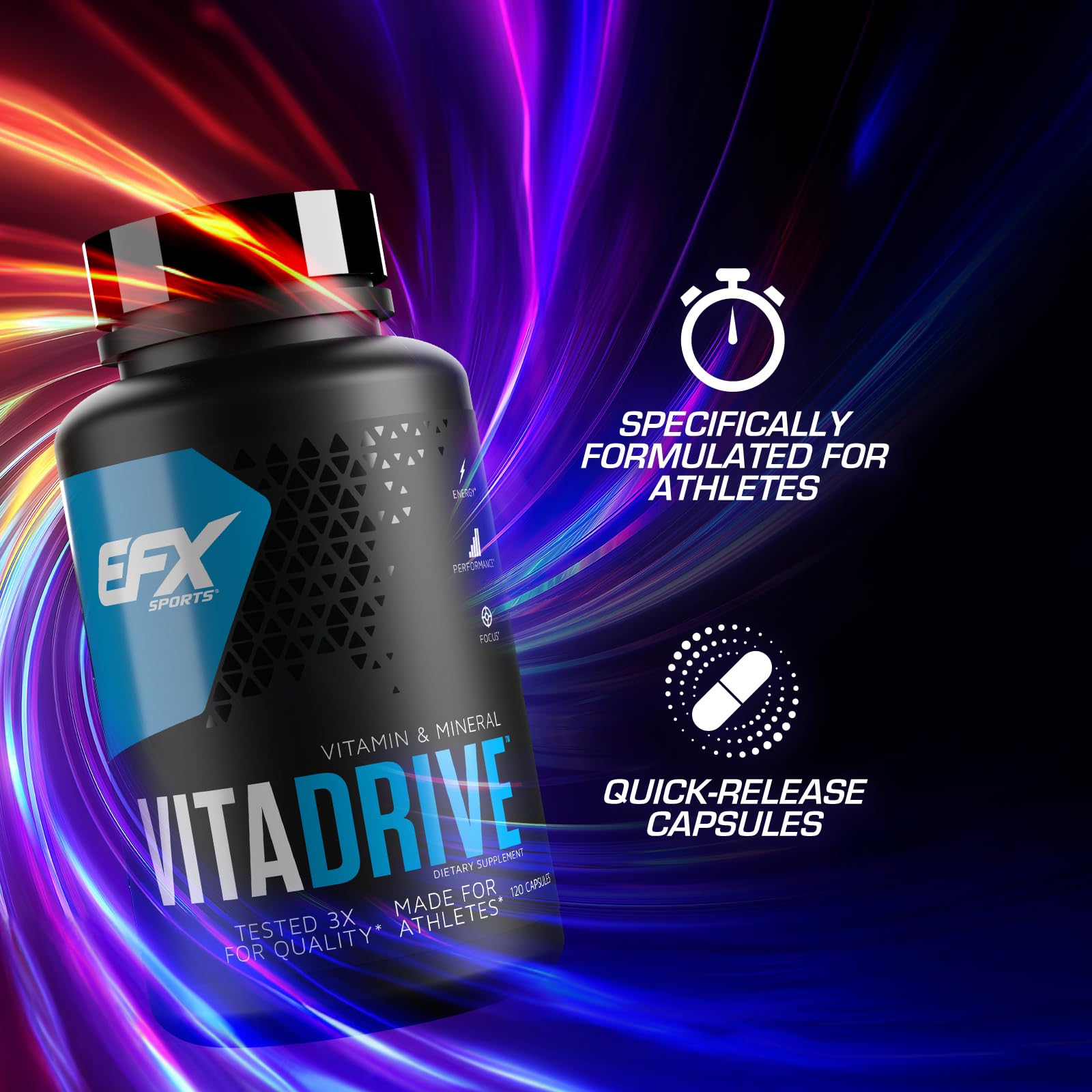 Foto 3 pulgar | Multivitamínico Efx Sports Vita Drive 120 Cápsulas Para Atletas - Venta Internacional.