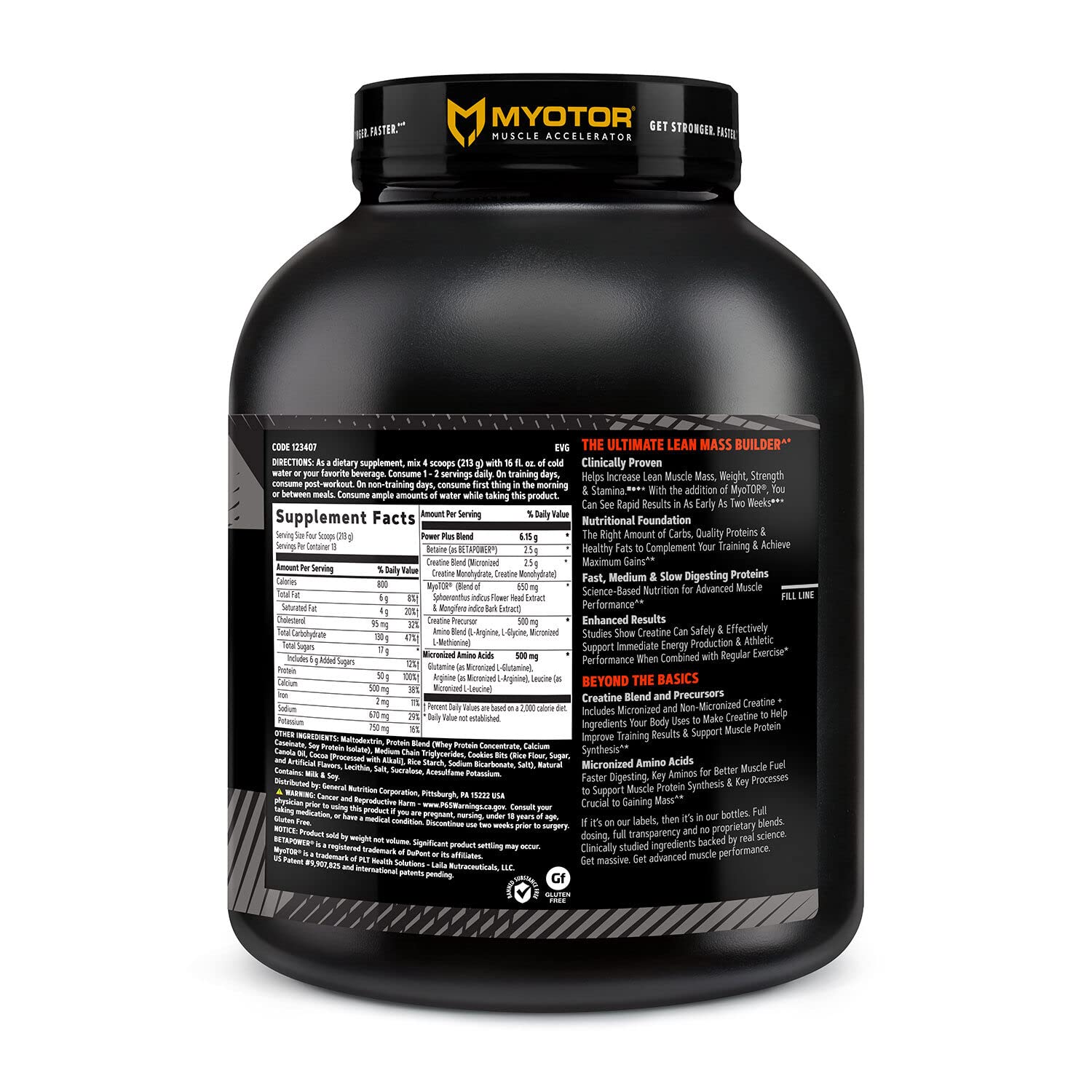 Foto 3 pulgar | Proteína En Polvo Gnc Amp Mass Xxx Con Galletas Y Crema Myotor 13s - Venta Internacional.