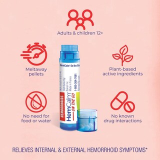 Foto 3 | Boiron Hemcalm On The Go Para Aliviar Las Hemorroides, 2 Unidades (160 Bolitas) - Venta Internacional.
