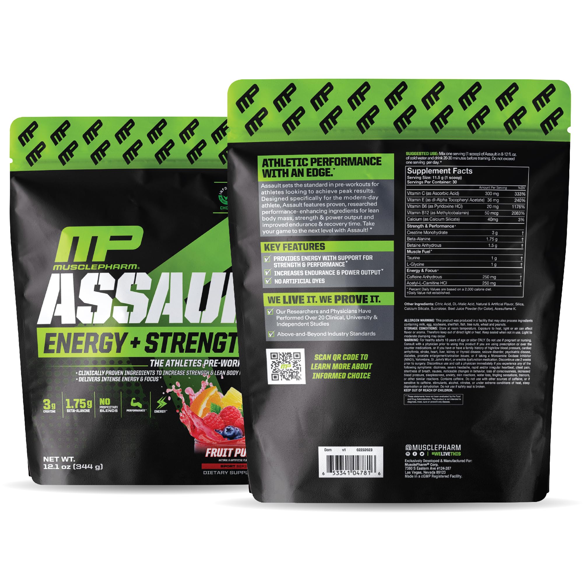 Foto 3 | Polvo Para Antes Del Entrenamiento Muscle Pharm Assault, 30 Porciones - Venta Internacional.