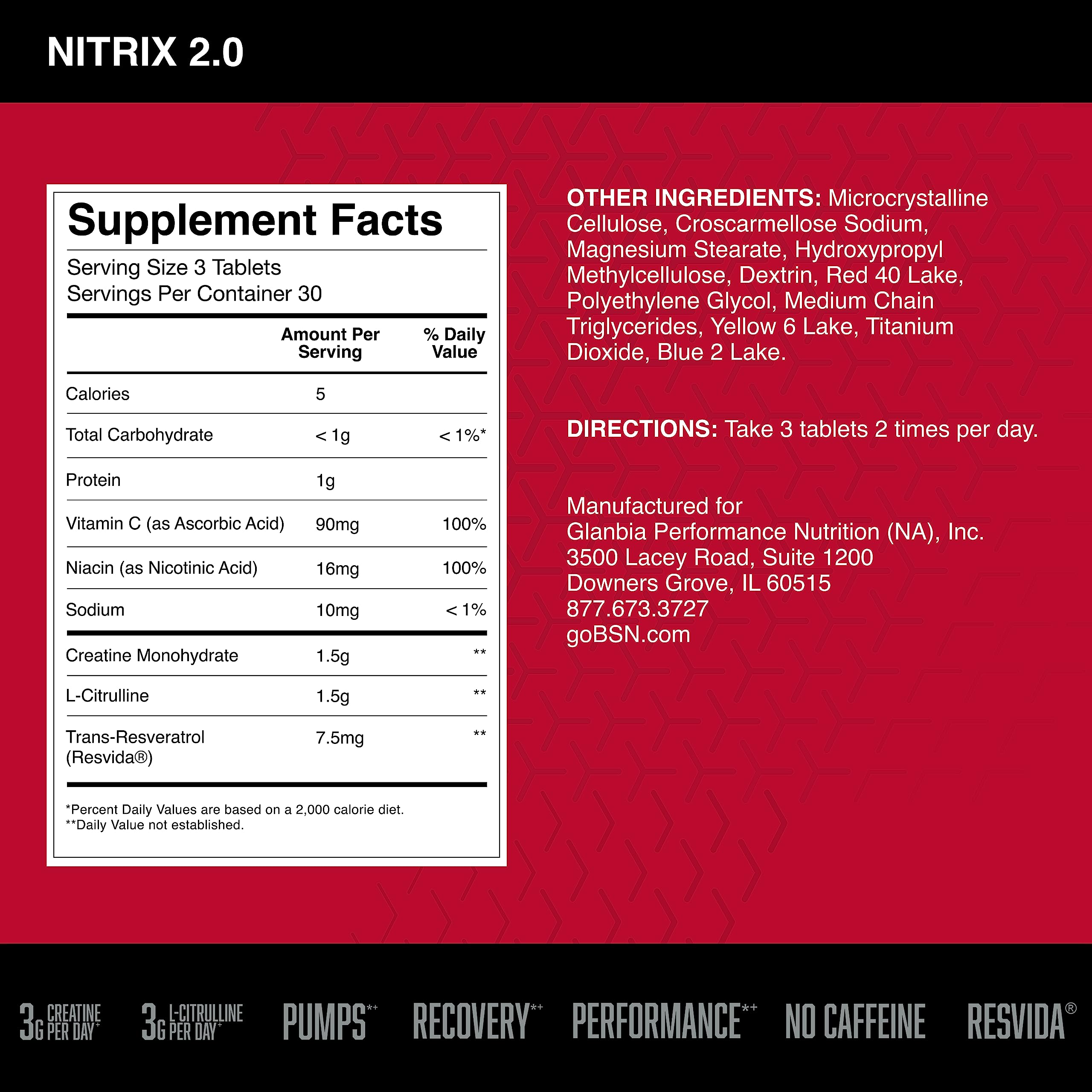 Foto 3 pulgar | Suplemento Bsn Nitrix 2.0 Precursores De Óxido Nítrico 90 Comprimidos - Venta Internacional.