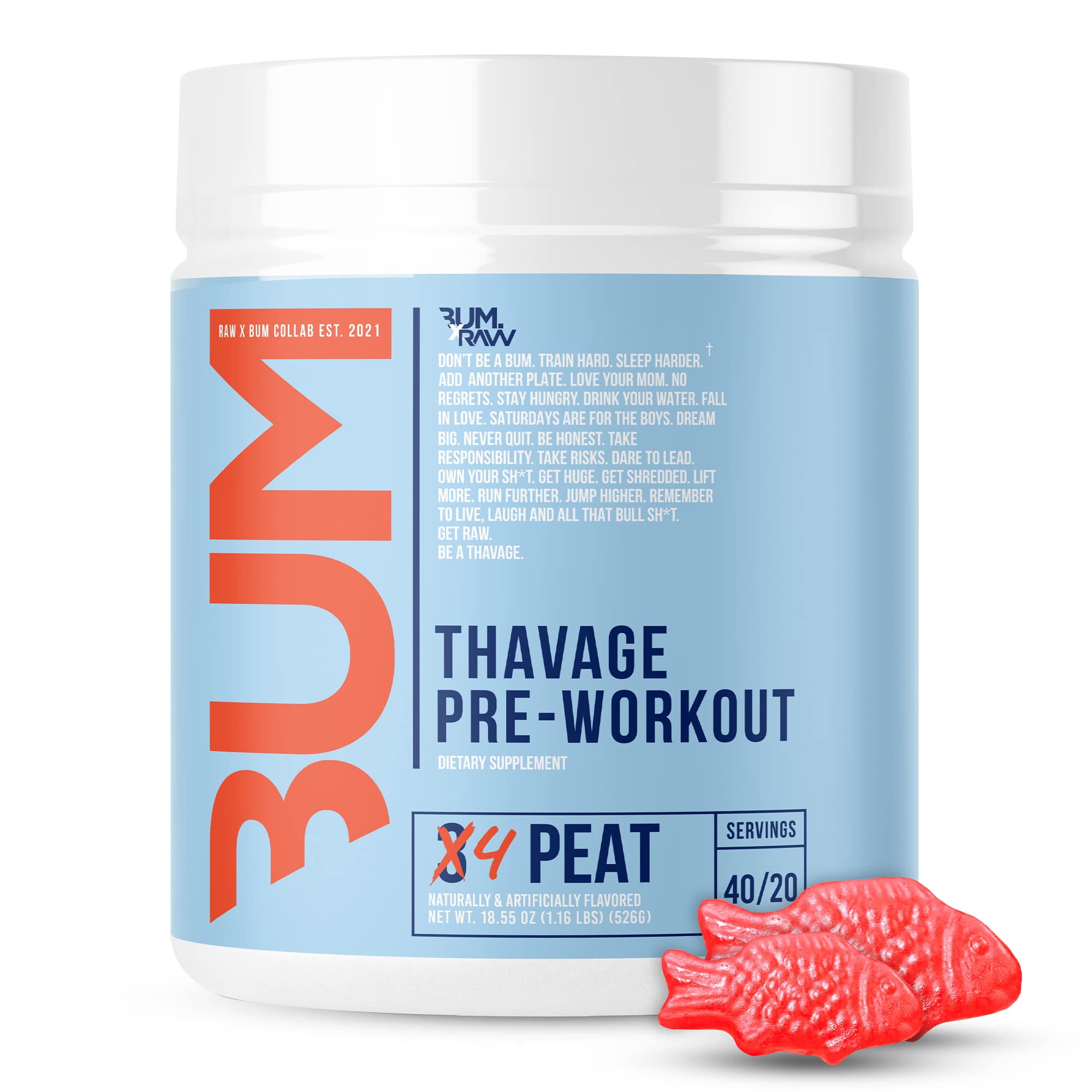 Foto 2 pulgar | Preworkout Powder Raw Thavage Cubum, 40 Porciones, 520 G - Venta Internacional.