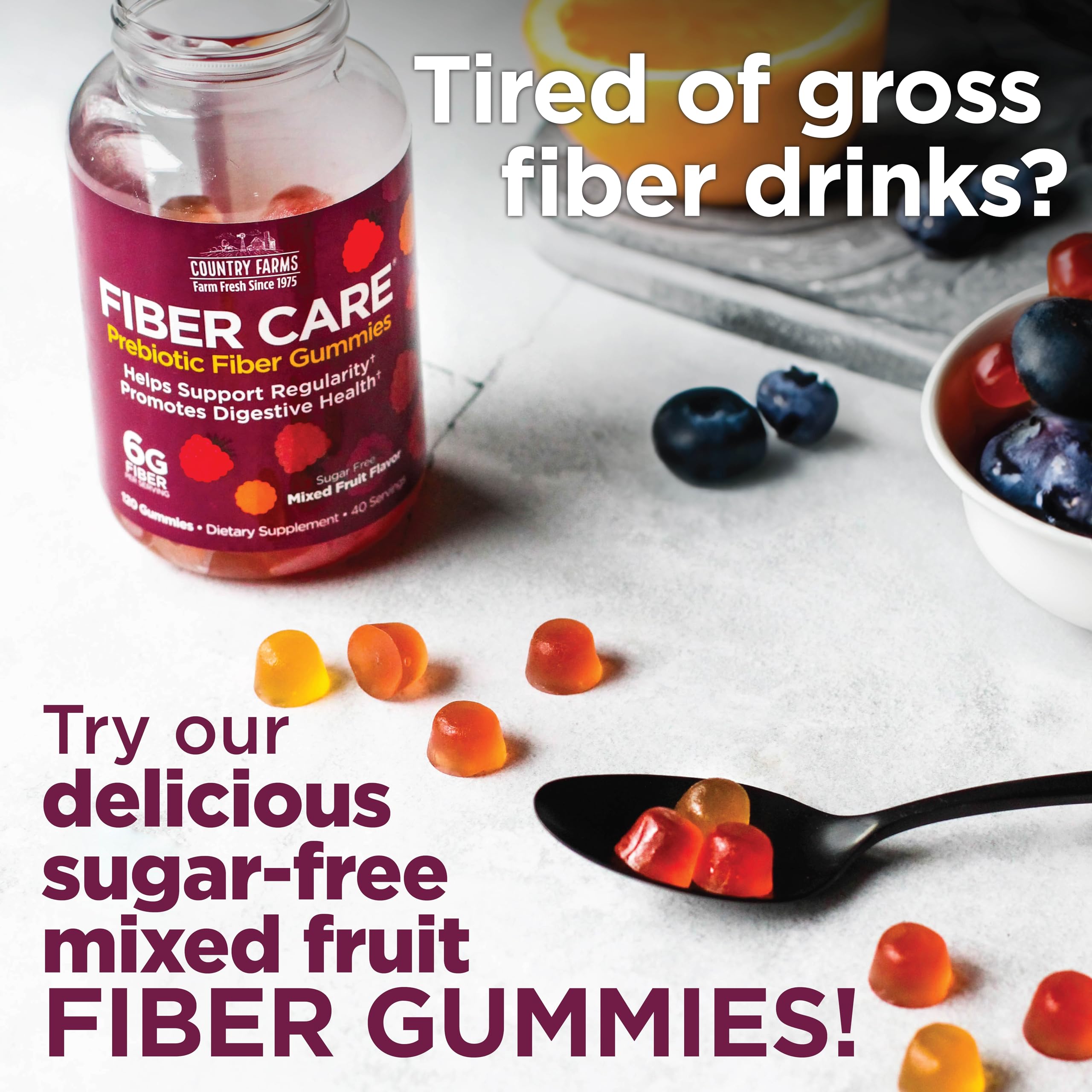 Foto 2 | Suplemento De Gomitas Prebióticas Country Farms Fiber Care 240u - Venta Internacional.