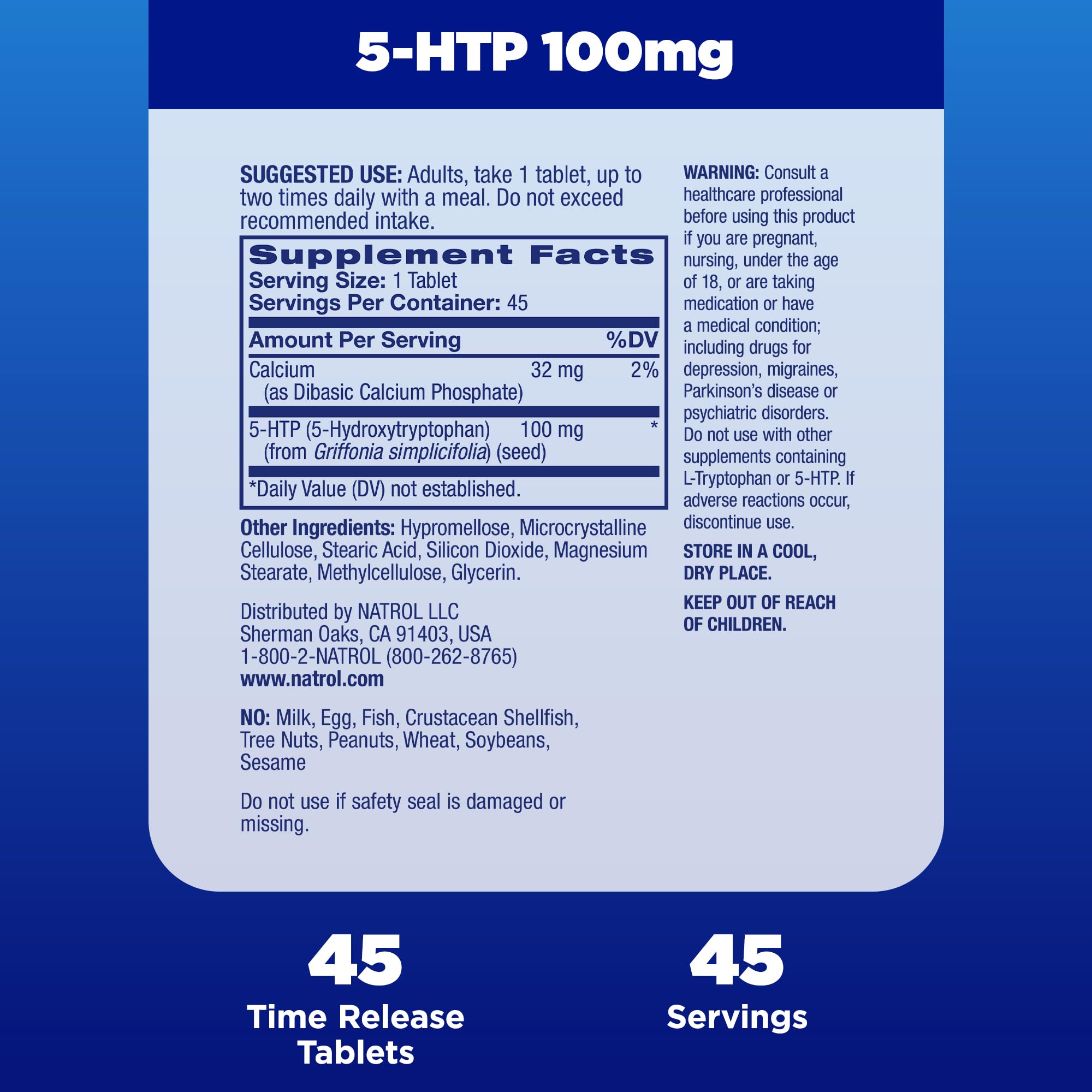 Foto 6 pulgar | Suplemento Natrol 5-htp Time Release 100 Mg 45 Comprimidos - Venta Internacional.
