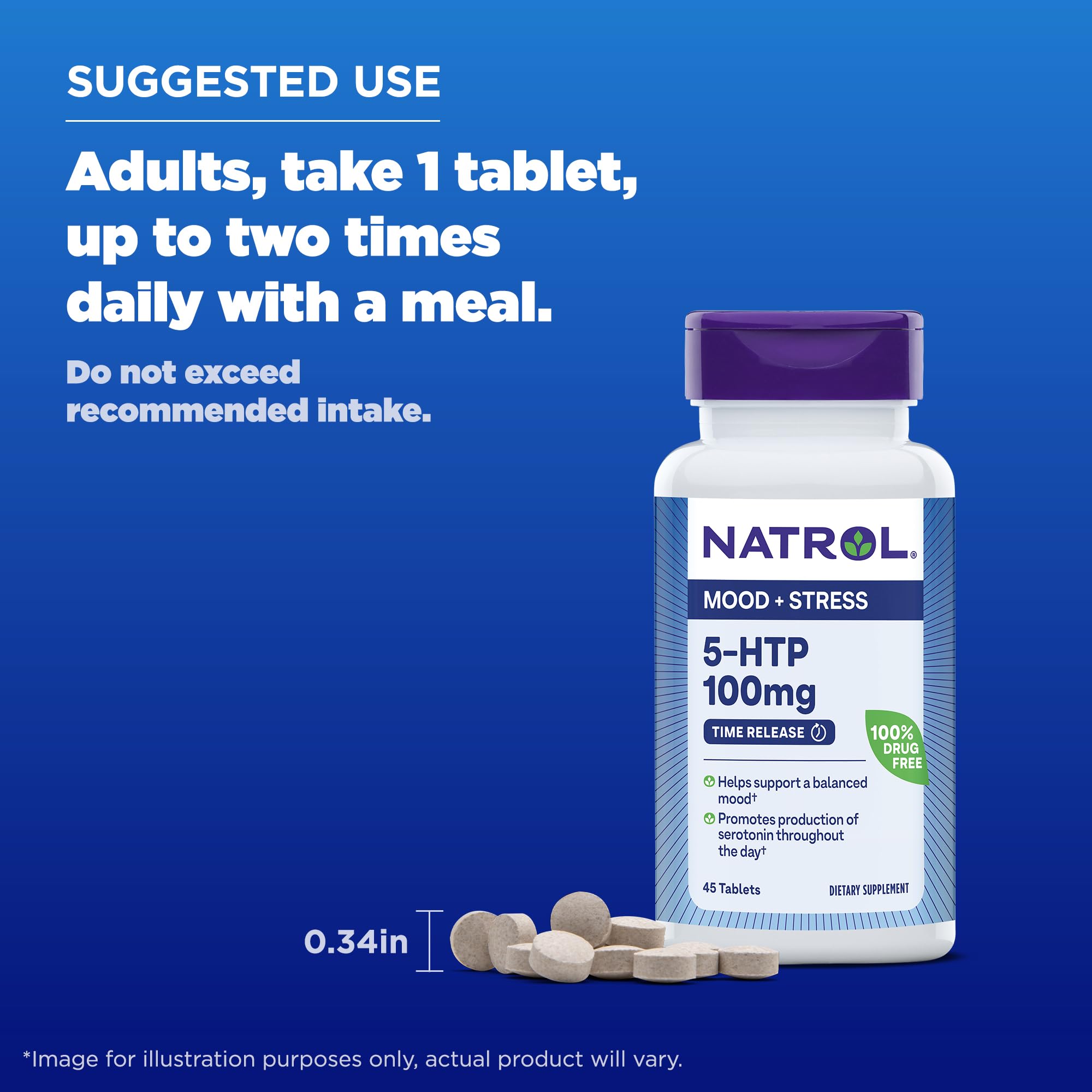 Foto 7 pulgar | Suplemento Natrol 5-htp Time Release 100 Mg 45 Comprimidos - Venta Internacional.
