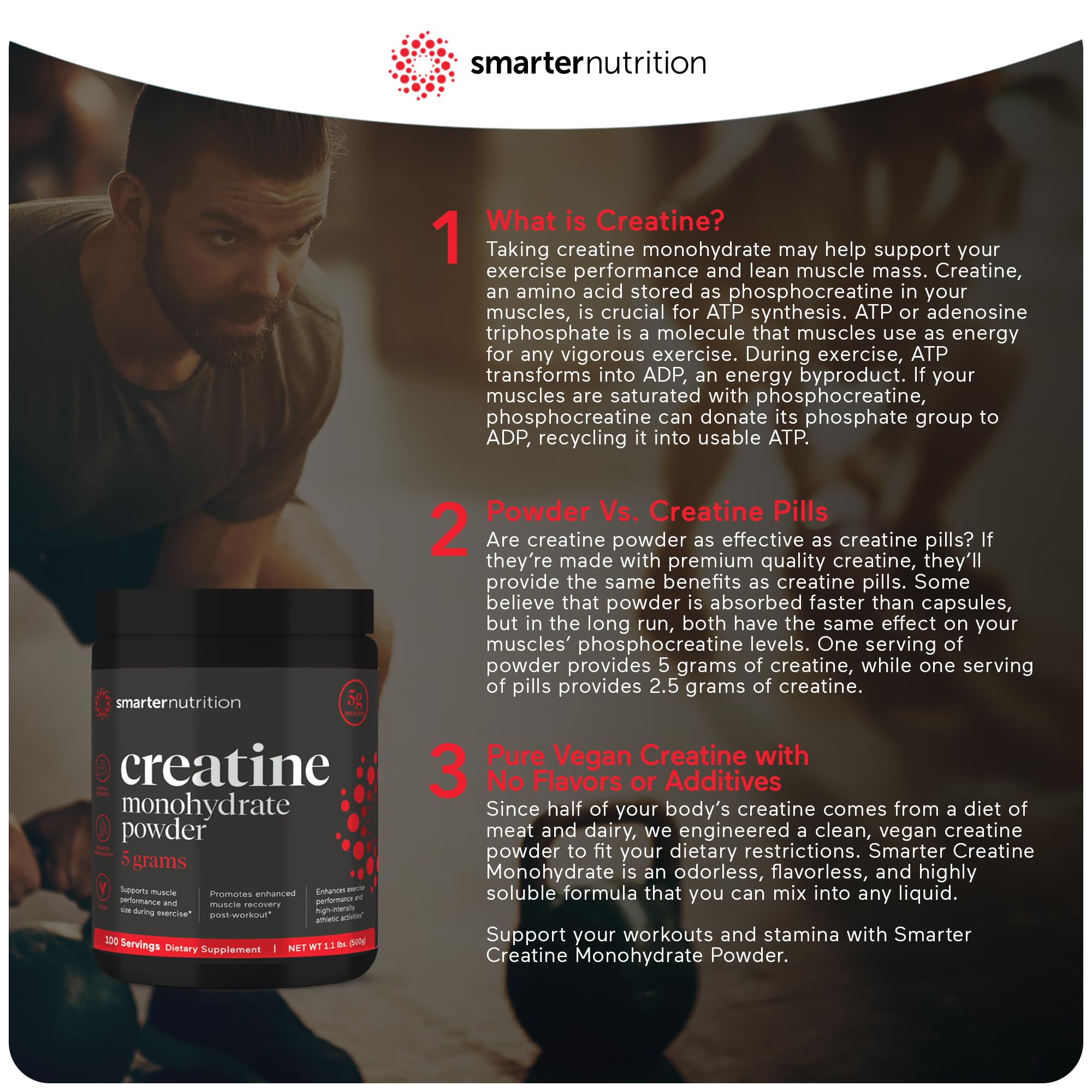 Foto 5 | Polvo De Monohidrato De Creatina Supplement Smarter Nutrition, 5 G - Venta Internacional.