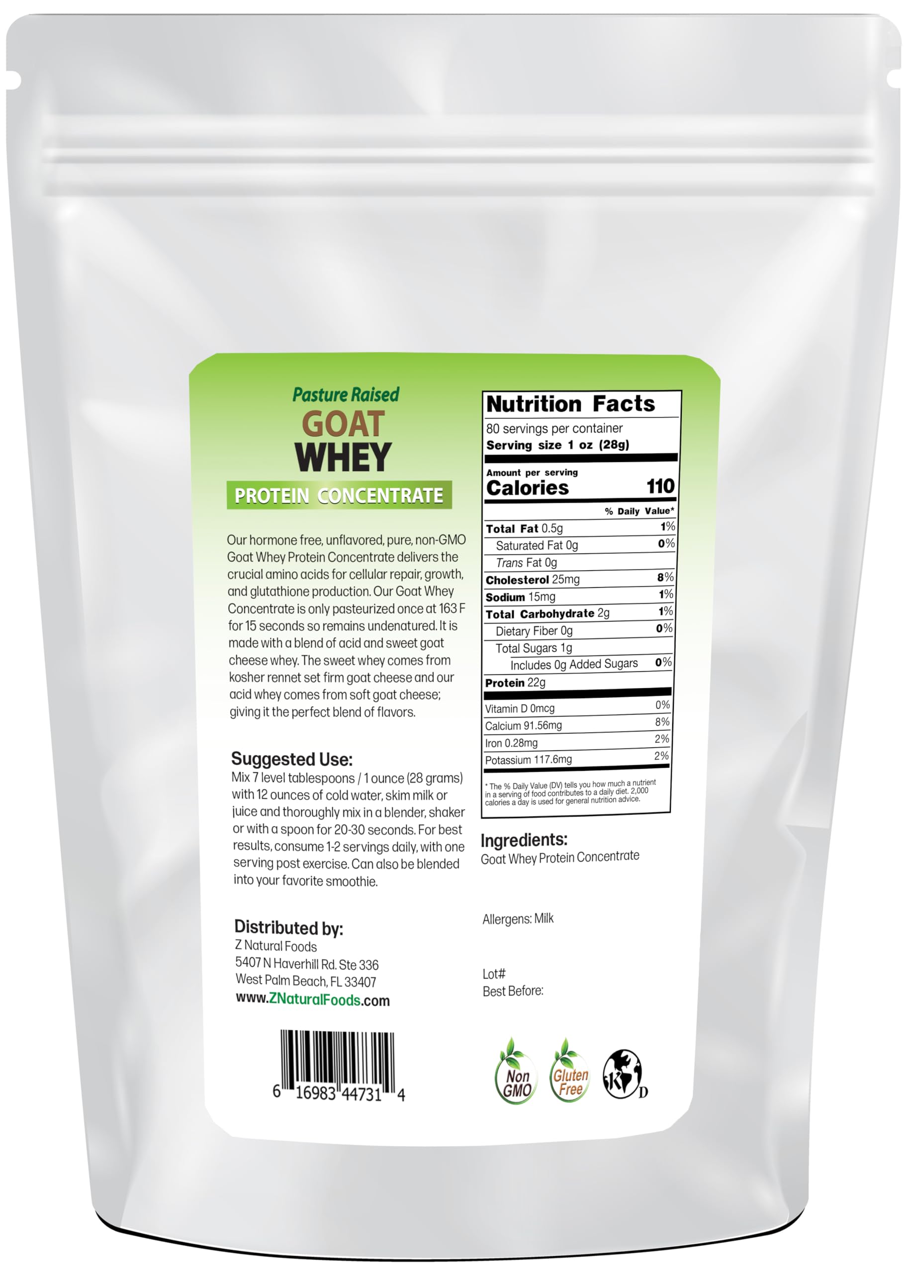 Foto 2 | Proteína En Polvo Z Natural Foods Suero De Cabra, 2,27 Kg, Sin Sabor - Venta Internacional.