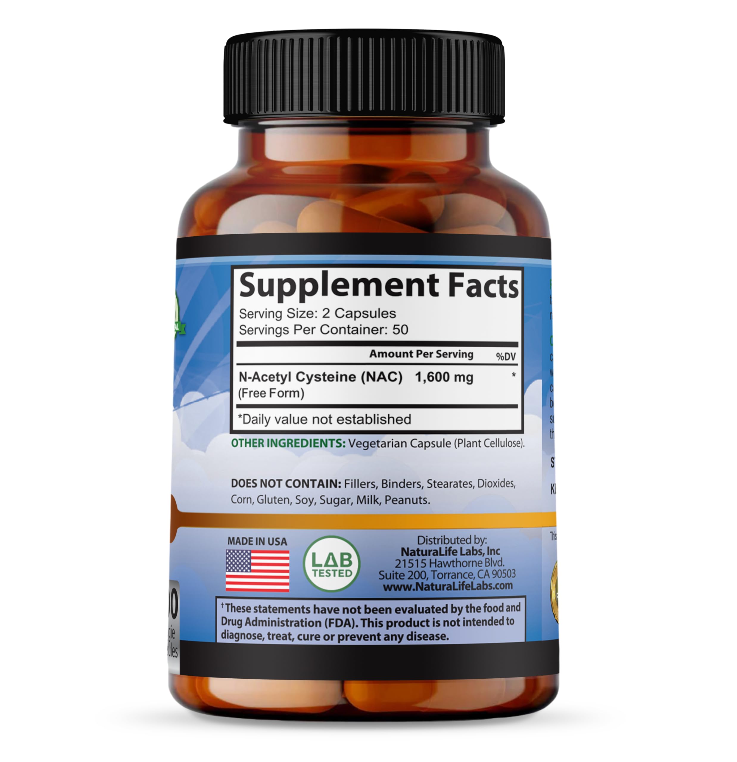 Foto 6 pulgar | Suplemento Naturalife Labs A Higher Standard Nac 1600 Mg 100 Cápsulas - Venta Internacional.