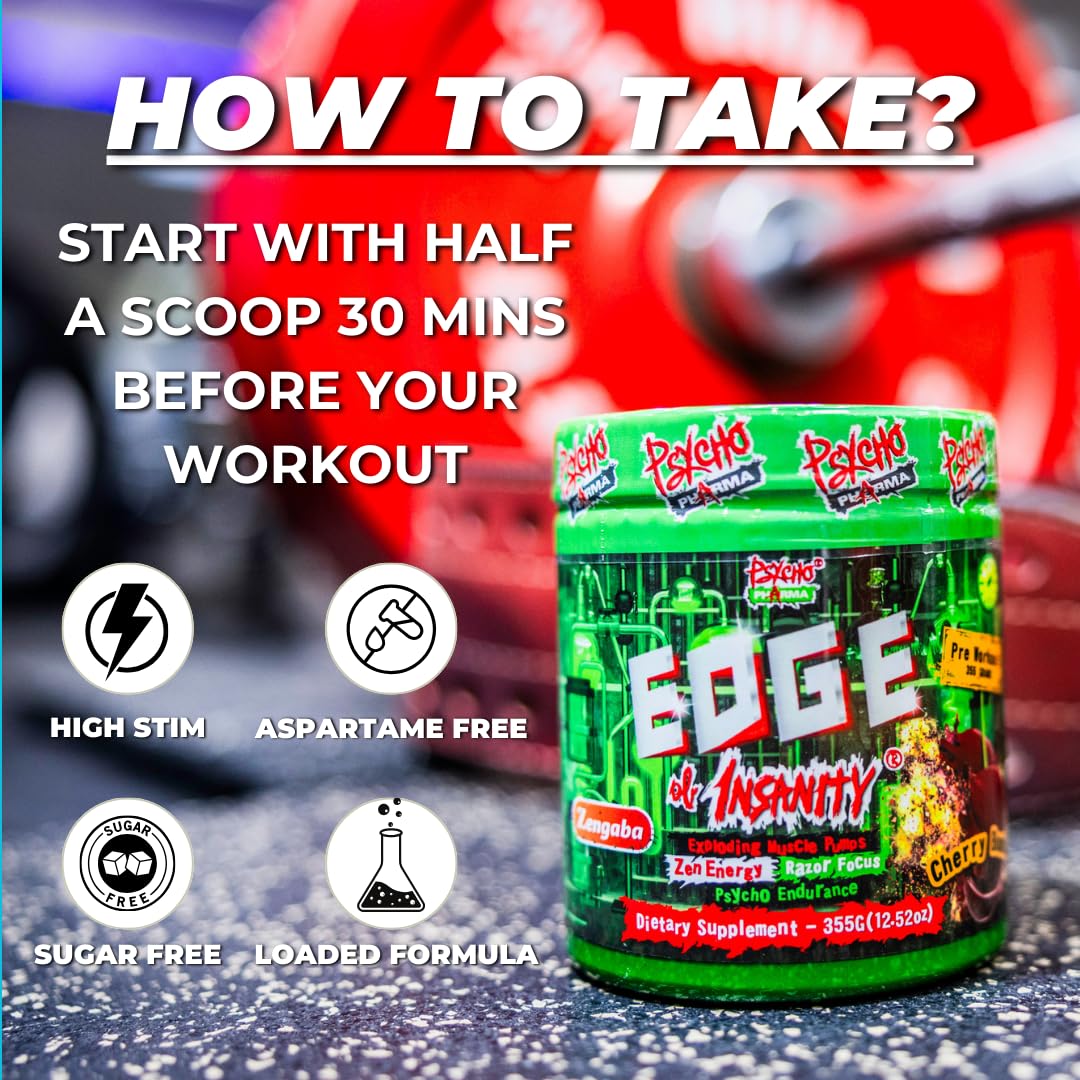 Foto 5 pulgar | Polvo Preentrenamiento Psycho Pharma Edge Of Insanity 225 G - Venta Internacional.