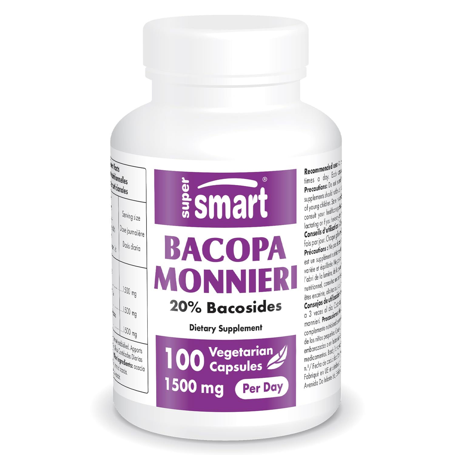 Foto 2 pulgar | Suplemento Nootrópico Supersmart Bacopa Monnieri 1500 Mg - Venta Internacional.