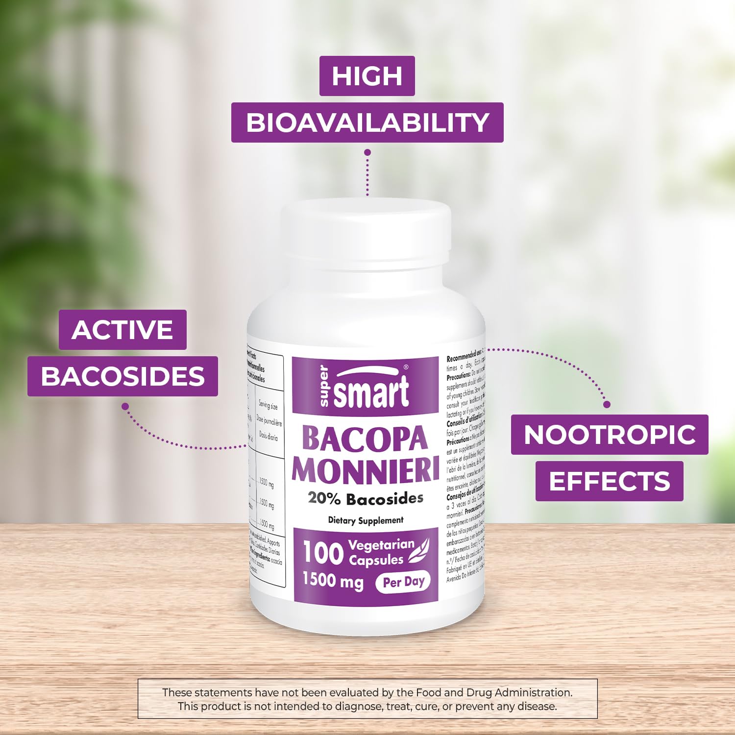 Foto 2 | Suplemento Nootrópico Supersmart Bacopa Monnieri 1500 Mg - Venta Internacional.