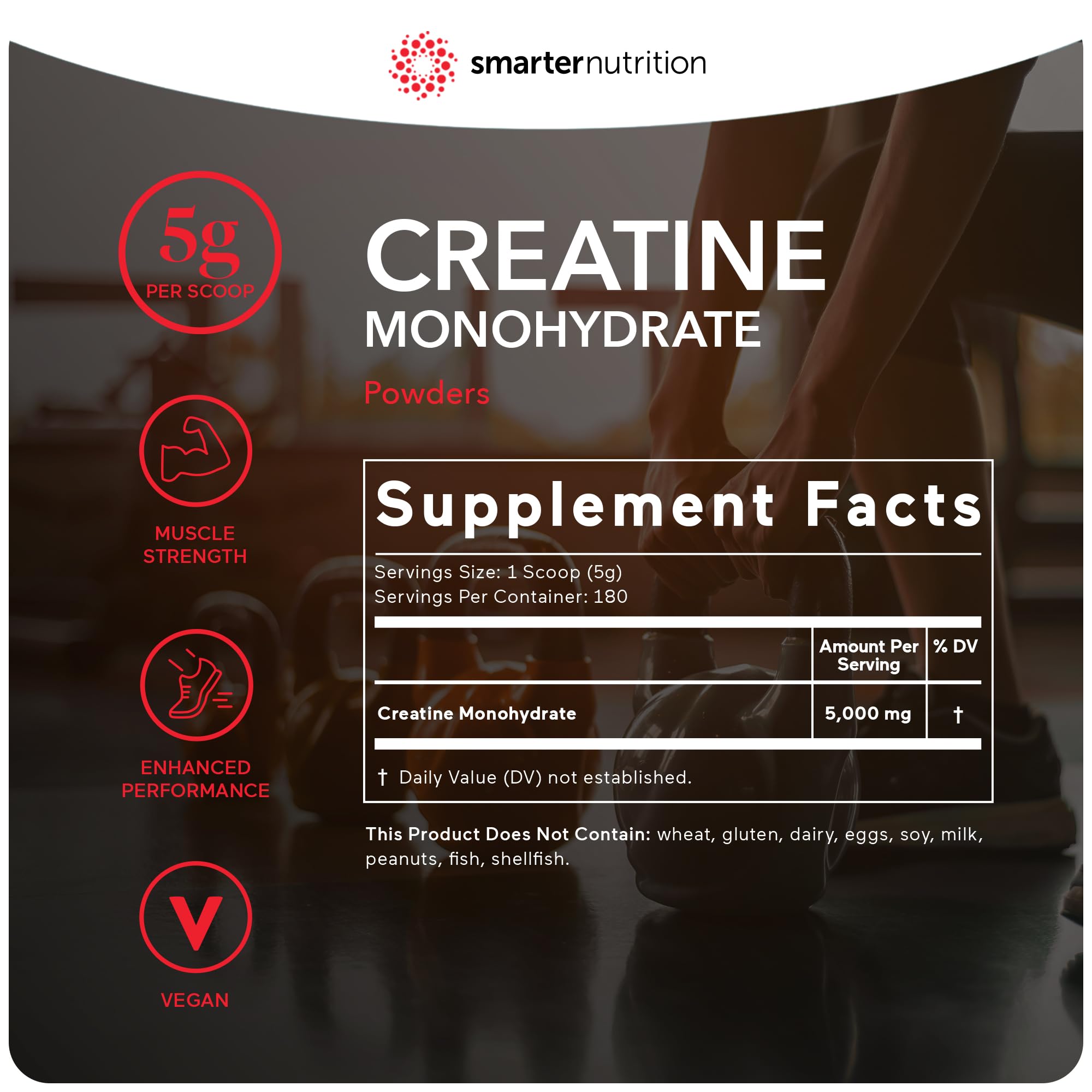 Foto 4 pulgar | Suplemento De Monohidrato De Creatina De Smarter Nutrition 5 G Durante 180 Días - Venta Internacional.