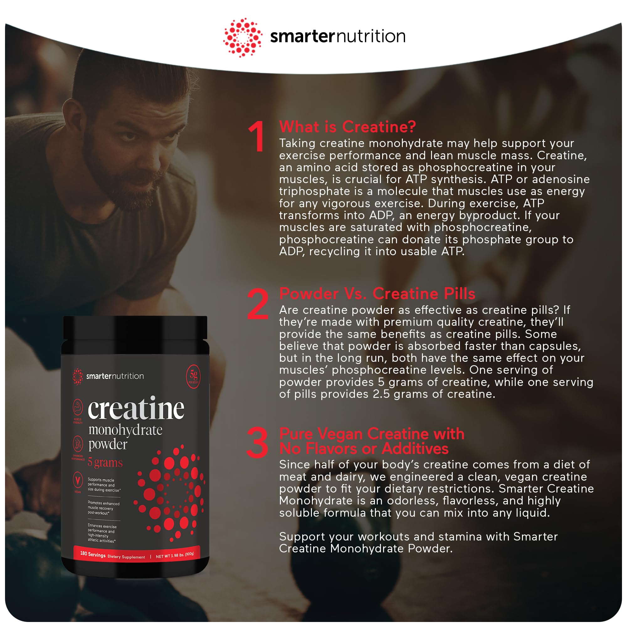 Foto 5 | Suplemento De Monohidrato De Creatina De Smarter Nutrition 5 G Durante 180 Días - Venta Internacional.