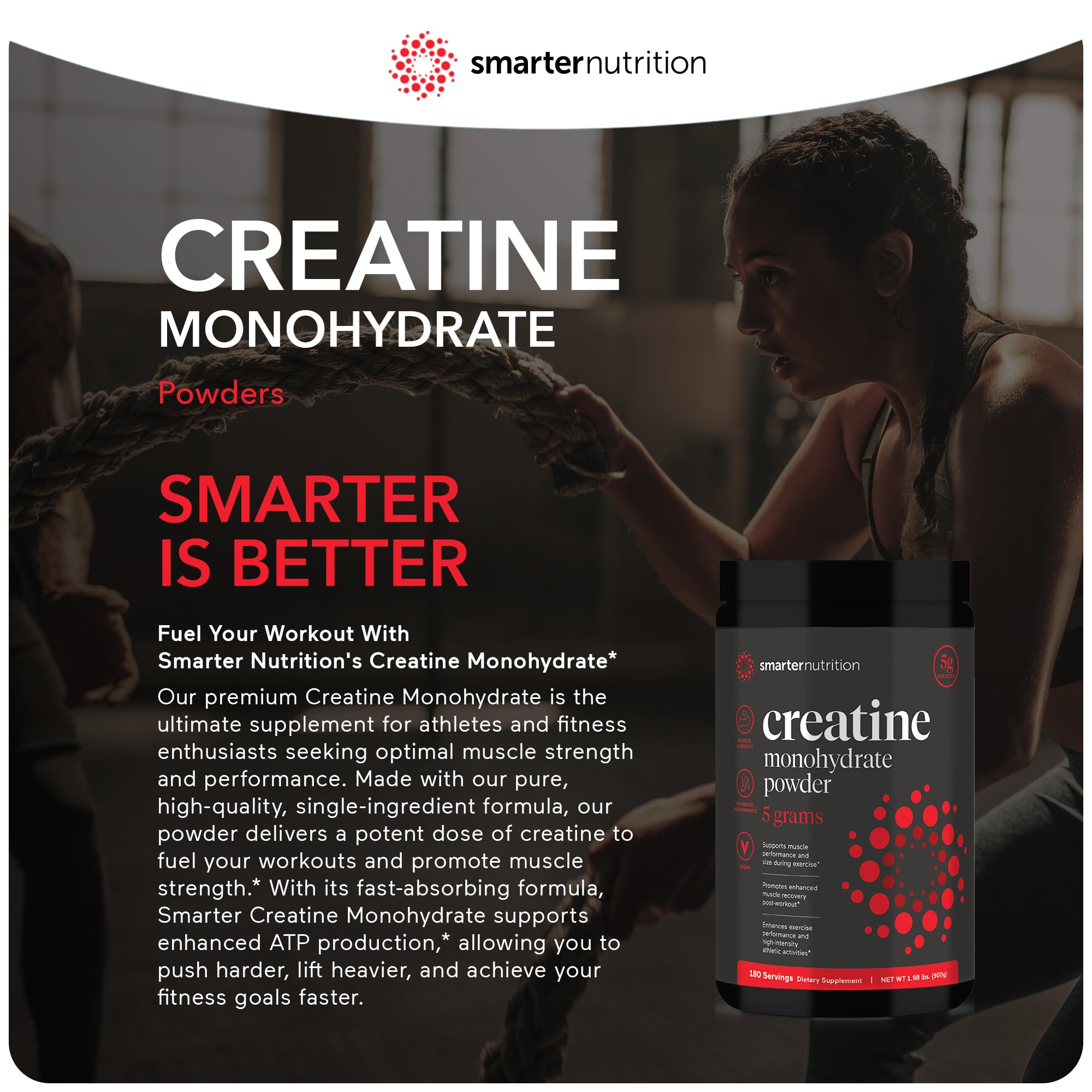 Foto 7 pulgar | Suplemento De Monohidrato De Creatina De Smarter Nutrition 5 G Durante 180 Días - Venta Internacional.