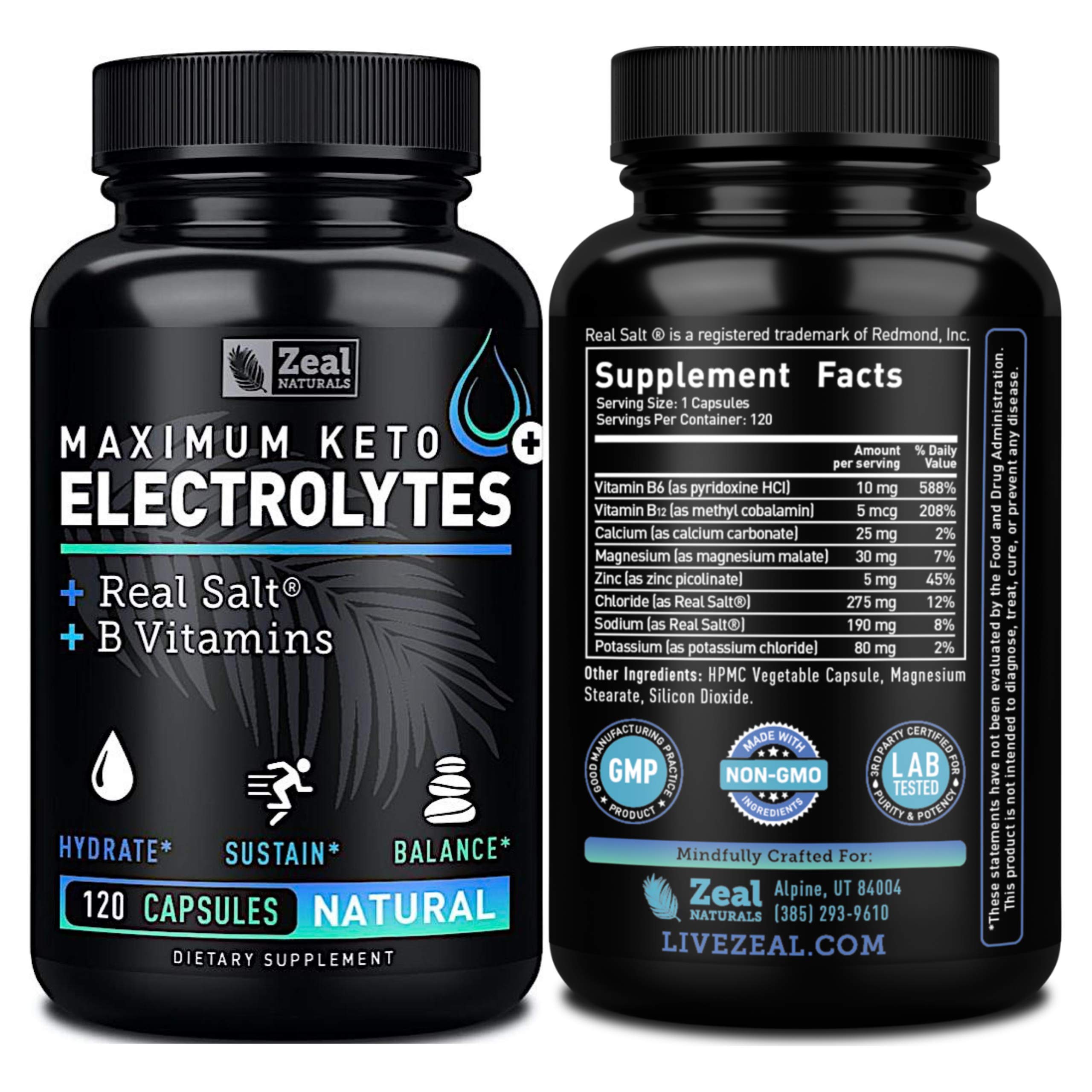 Foto 2 | Suplemento Electrolítico Zeal Naturals Keto Con Sal Real 120 Cápsulas - Venta Internacional.