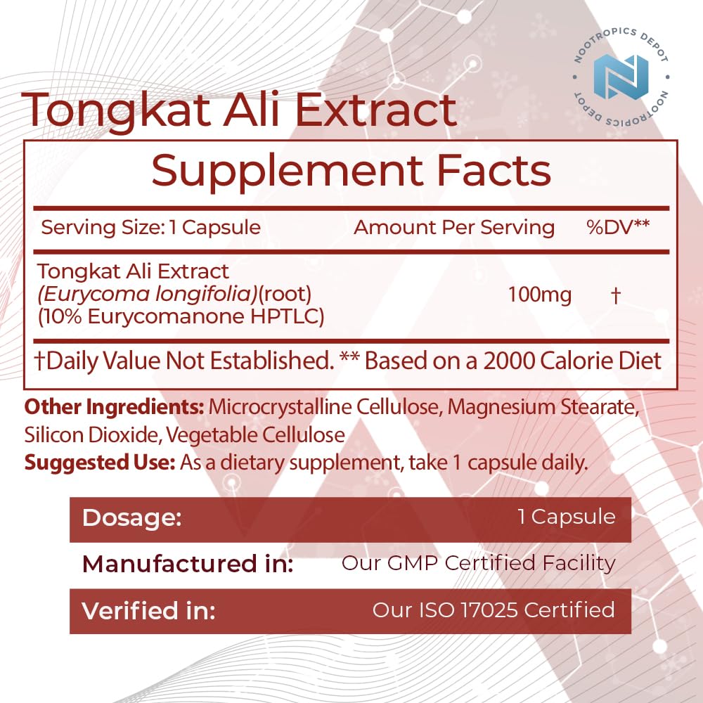 Foto 2 | Suplemento Nootropics Depot Tongkat Ali Extract 100 Mg 60 Cápsulas - Venta Internacional.
