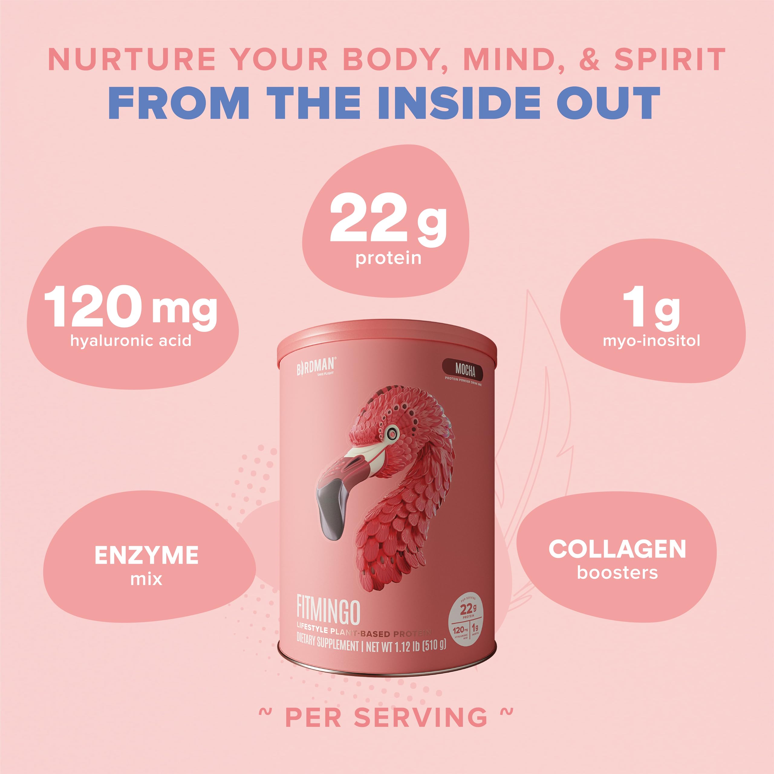 Foto 5 pulgar | Proteína En Polvo Birdman Fitmingo Vegan Con Inositol Y Colágeno - Venta Internacional.