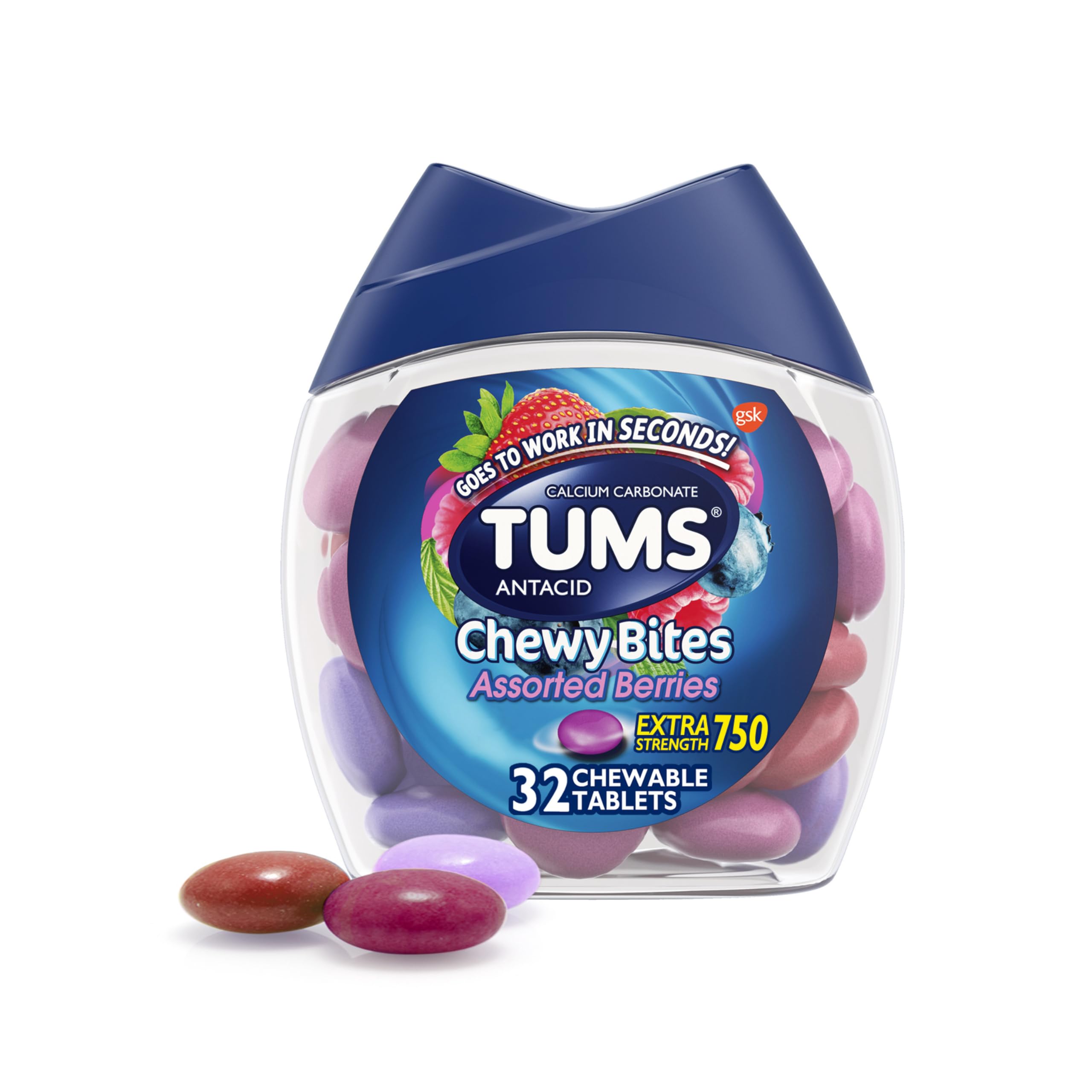 Foto 1 | Tabletas Antiácidas Tums Chewy Bites, Bayas Variadas, 32 Unidades - Venta Internacional.