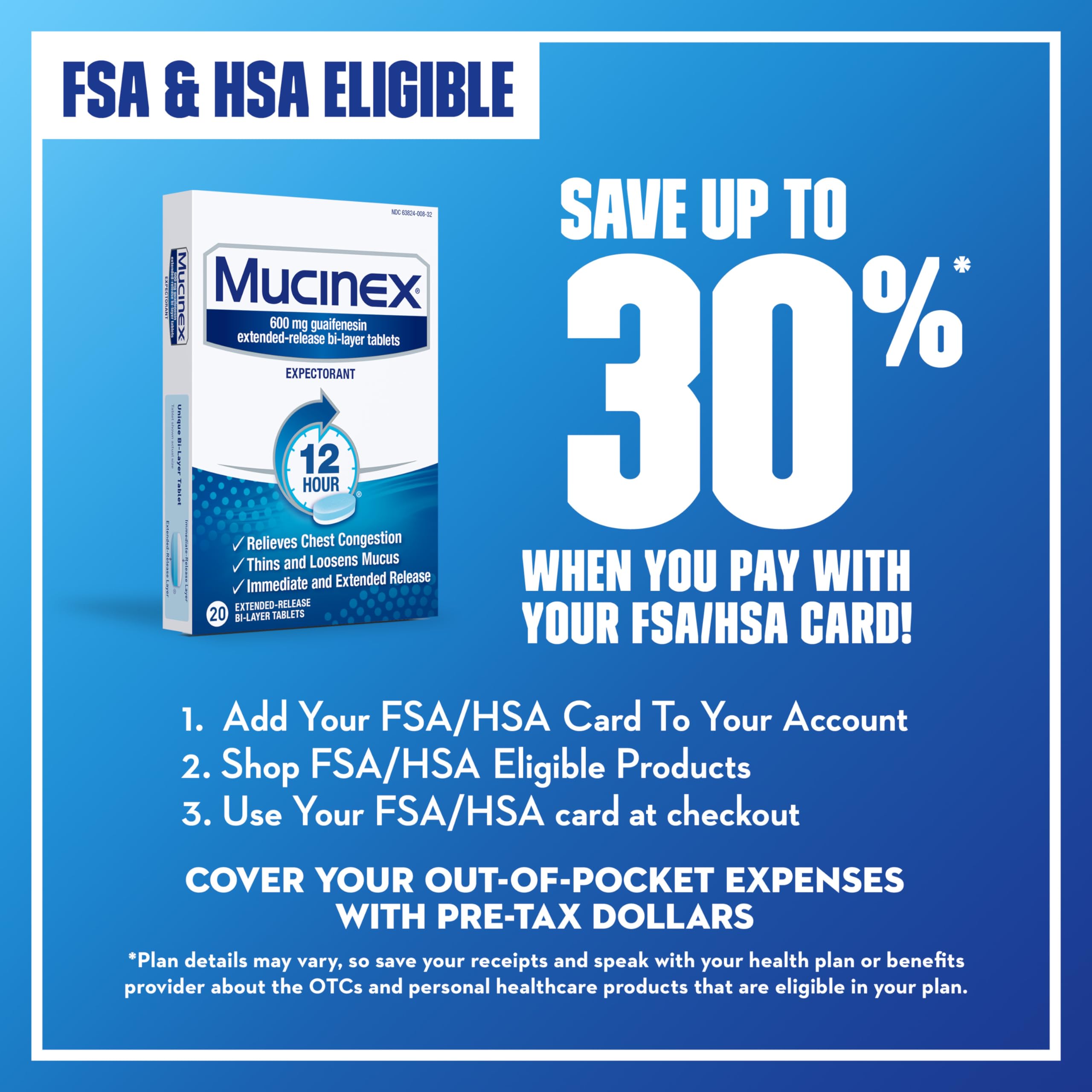 Foto 6 | Tabletas Mucinex 600 Mg De Guaifenesina De Liberación Prolongada 20 Tabletas - Venta Internacional.