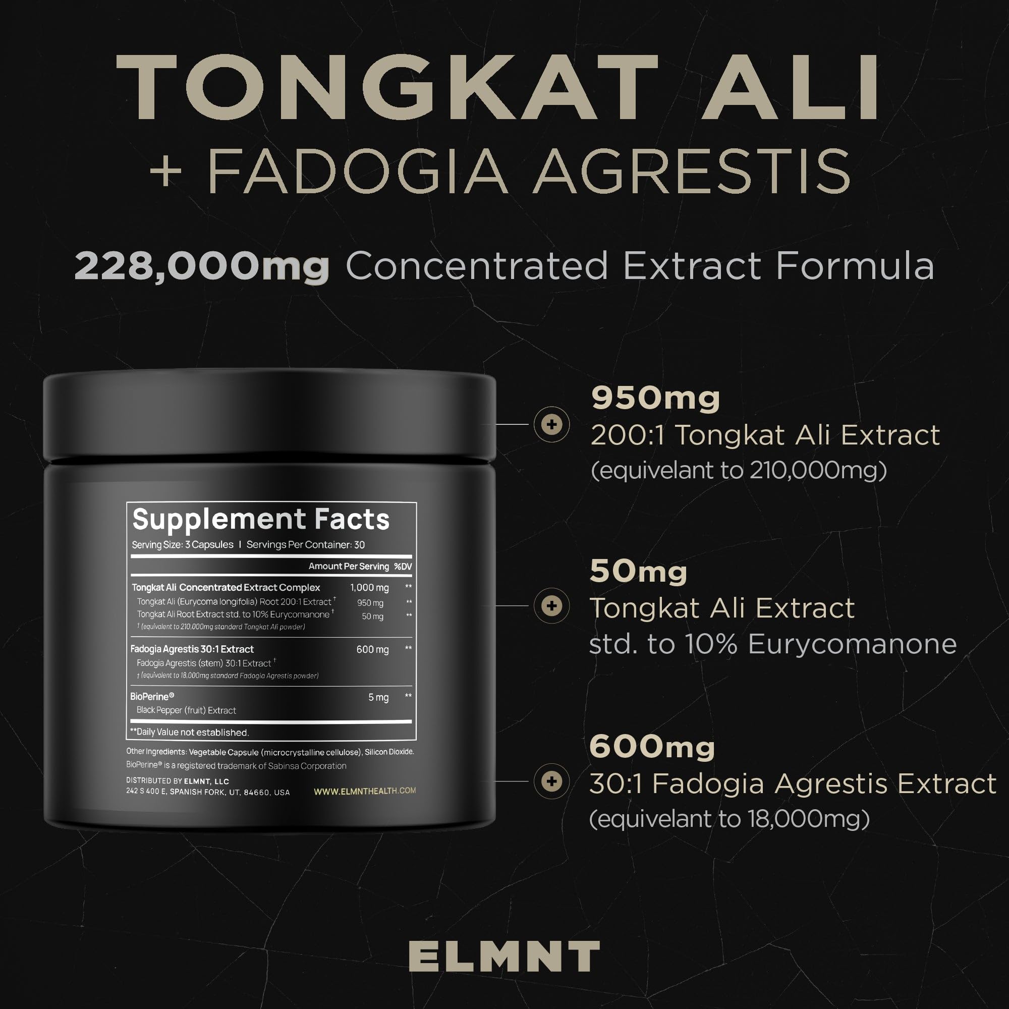 Foto 5 | Suplemento Terra Elmnt Tongkat Ali De 228.000 Mg Con Fadogia Agrestis - Venta Internacional.