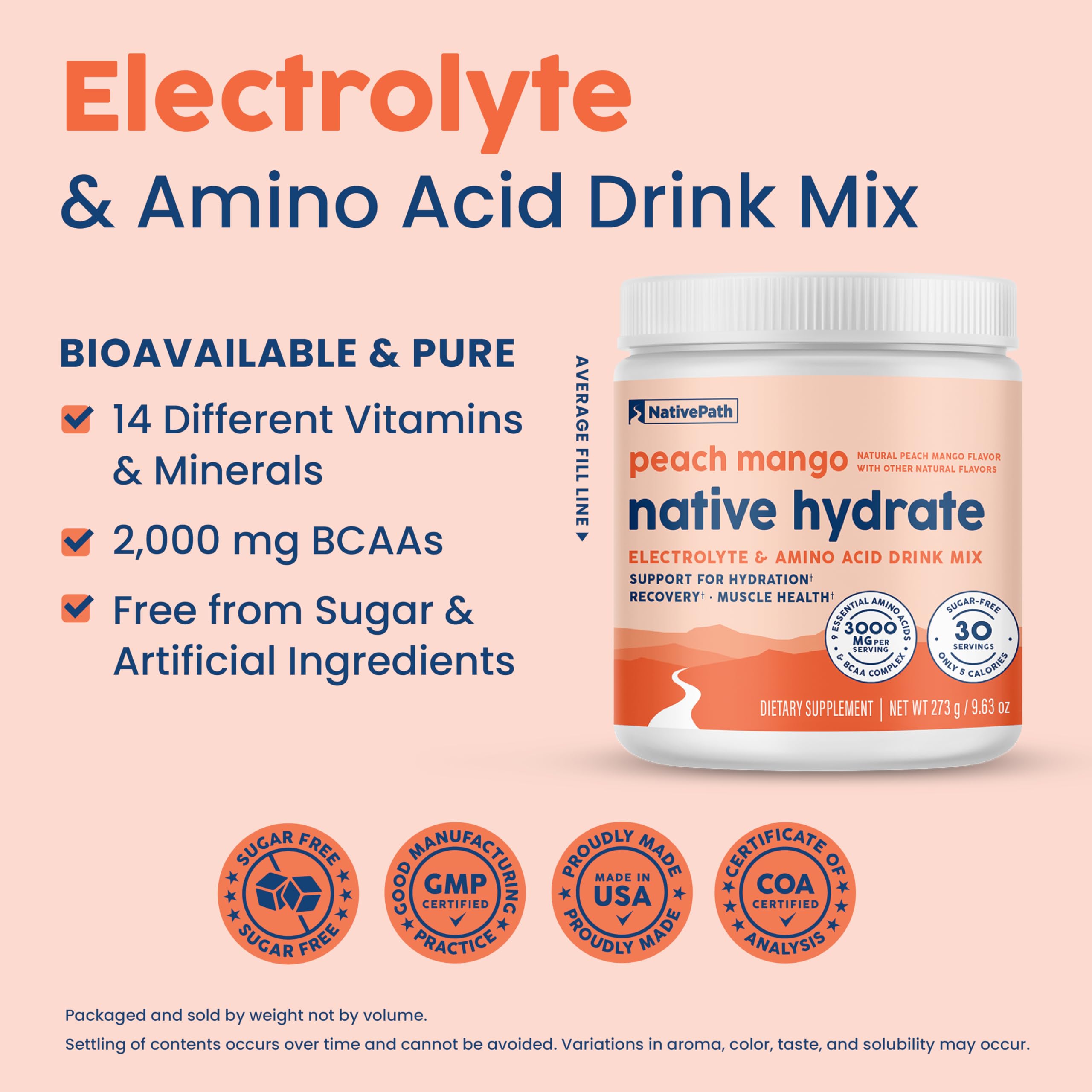 Foto 4 | Electrolitos En Polvo Nativepath Native Hydrate Peach Mango - Venta Internacional.