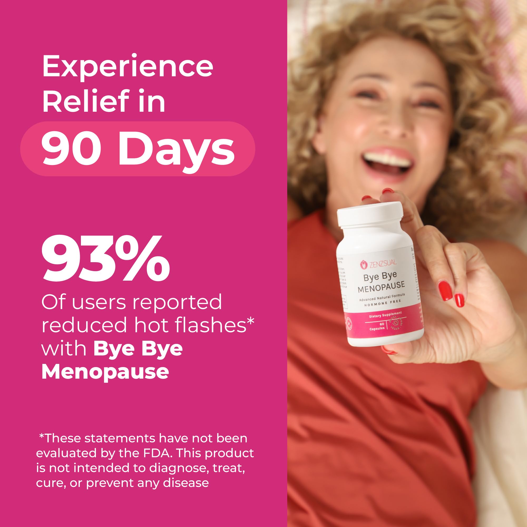 Foto 5 | Suplemento Zenzsual Bye Bye Menopause 60 Cápsulas Para Mujeres - Venta Internacional.