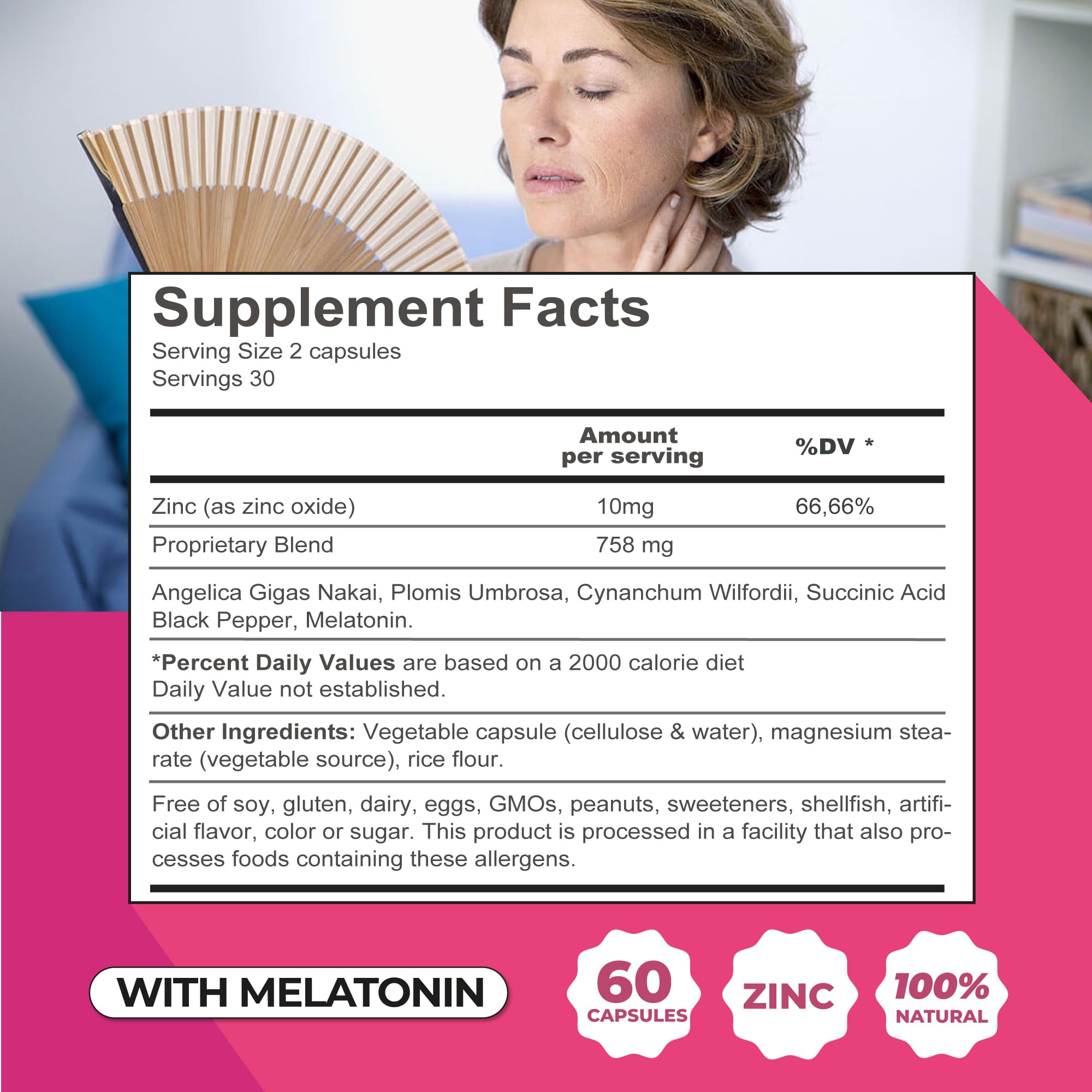 Foto 7 pulgar | Suplemento Zenzsual Bye Bye Menopause 60 Cápsulas Para Mujeres - Venta Internacional.