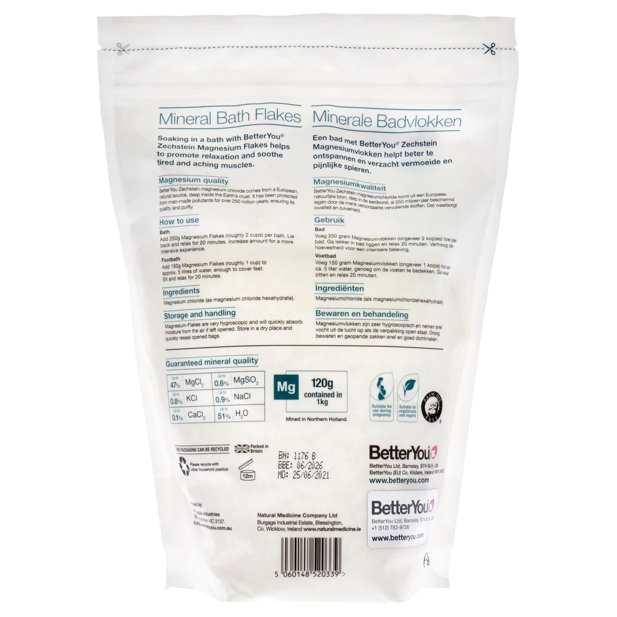 Foto 3 pulgar | Sal De Baño Betteryou Magnesium Flakes, 1 L, Unisex - Venta Internacional.