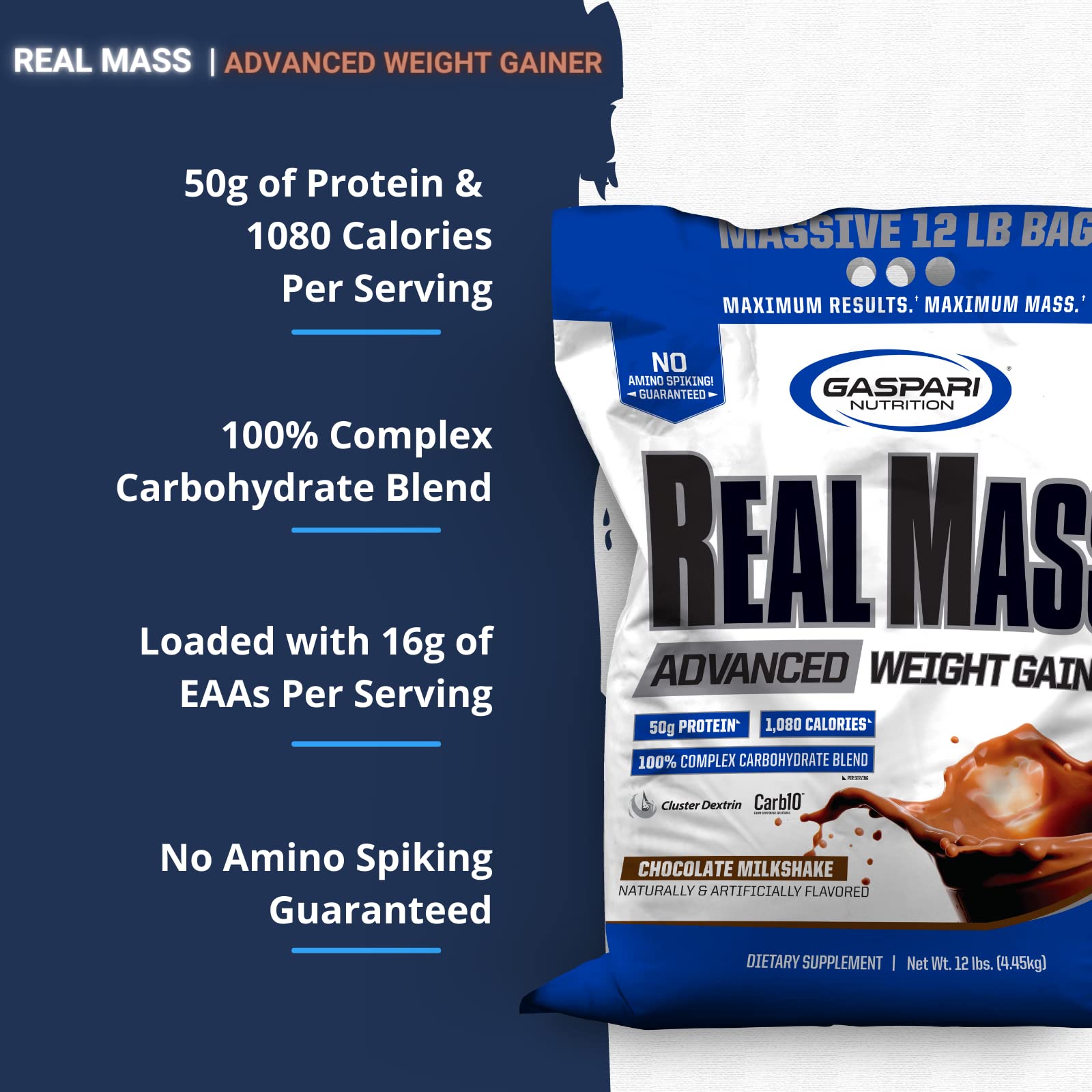 Foto 3 pulgar | Gaspari Nutrition Real Mass Para Ganar Peso, 5,4 Kg, Chocolate - Venta Internacional.