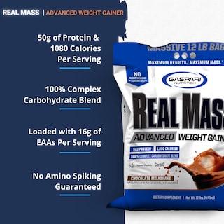 Foto 2 | Gaspari Nutrition Real Mass Para Ganar Peso, 5,4 Kg, Chocolate - Venta Internacional.