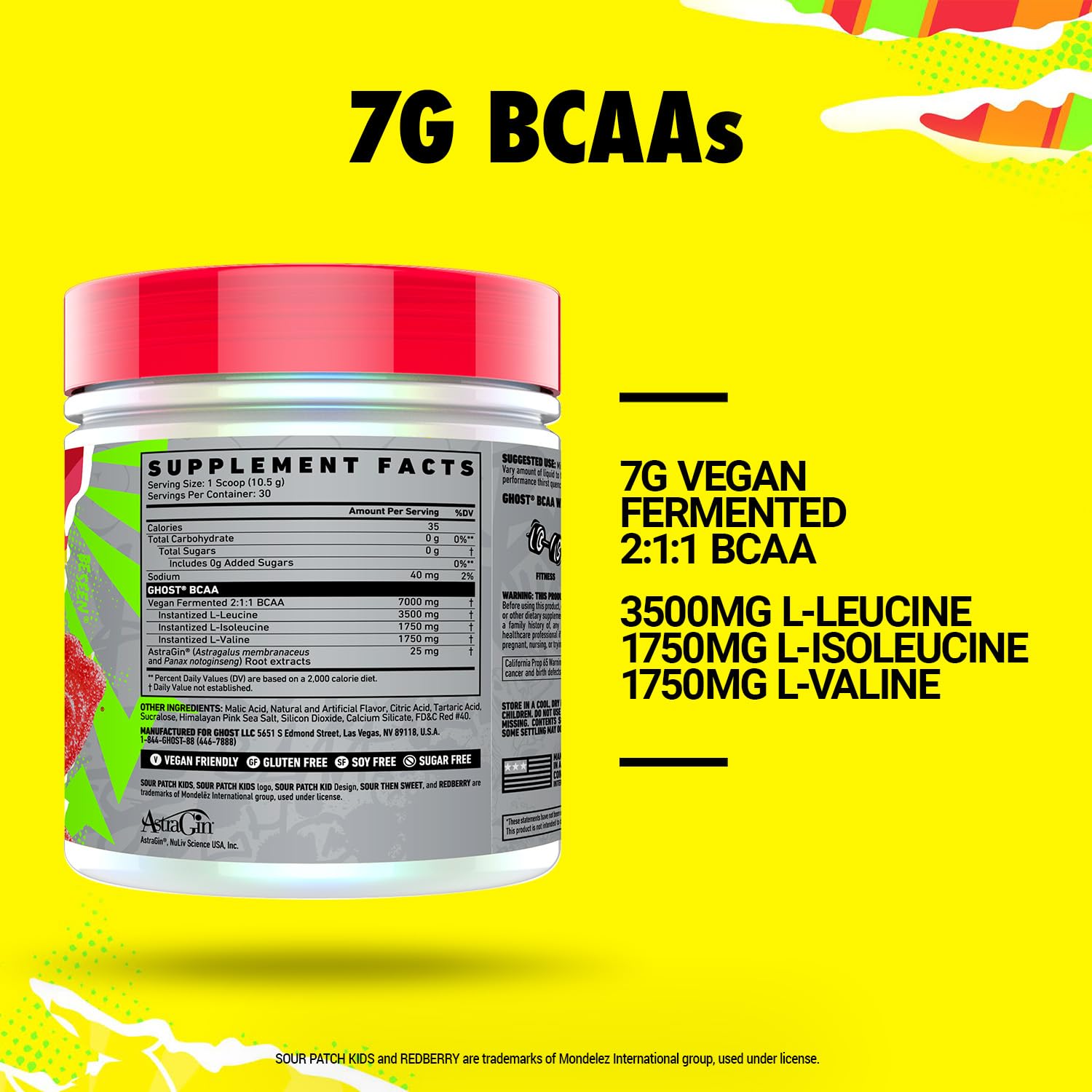 Foto 4 pulgar | Suplemento De Aminoácidos Bcaa En Polvo Ghost Sour Patch Kids - Venta Internacional.