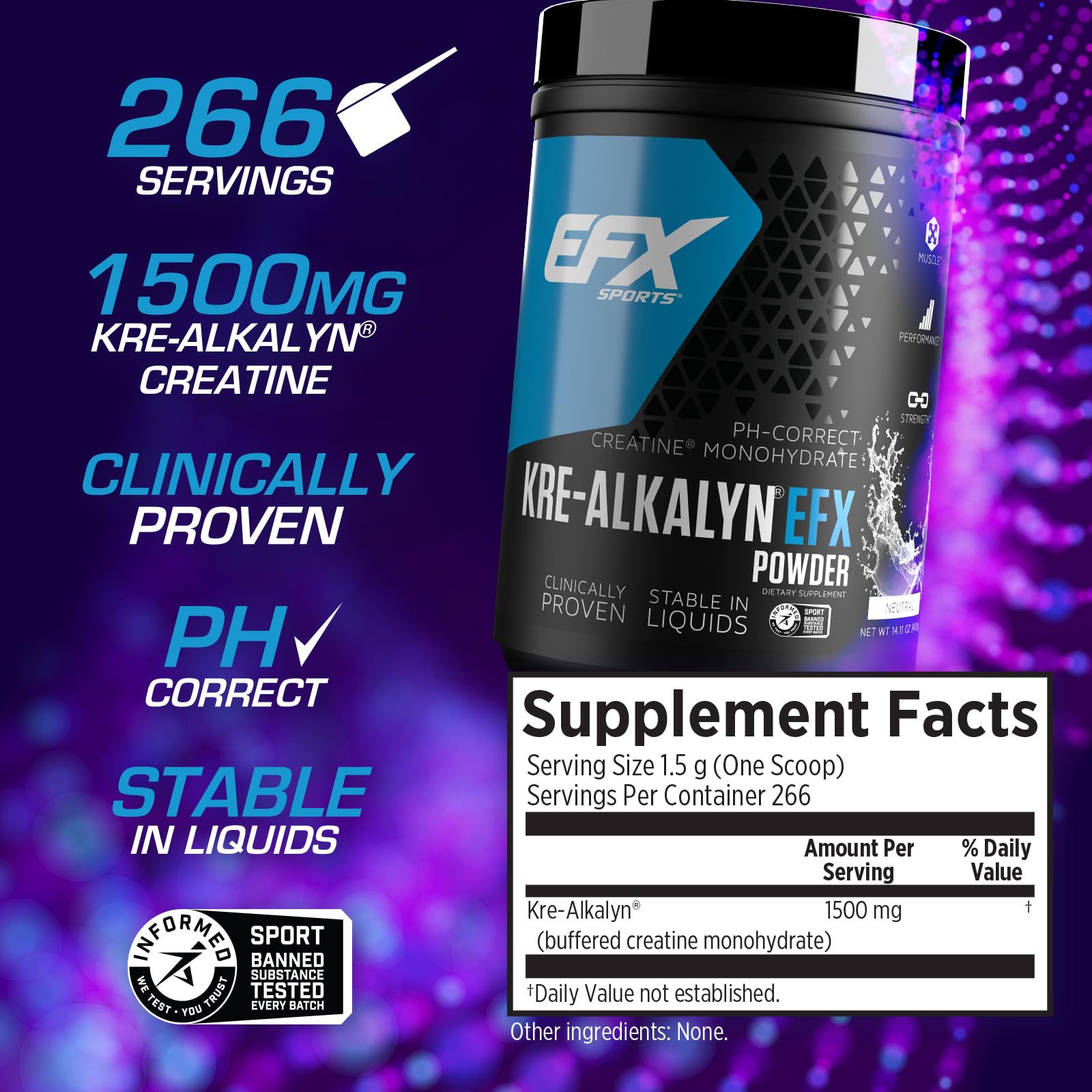 Foto 3 pulgar | Suplemento Efx Sports Kre-alkalyn Efx Powder 266 Porciones - Venta Internacional.
