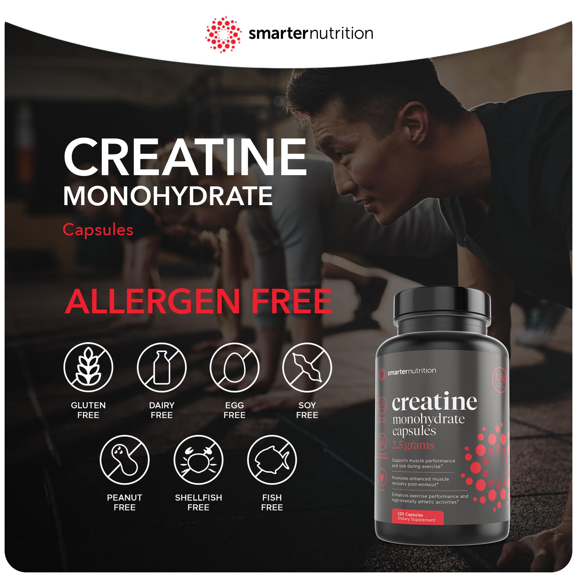 Foto 5 pulgar | Suplemento Smarter Nutrition Creatina 2500 Mg 120 Cápsulas - Venta Internacional.