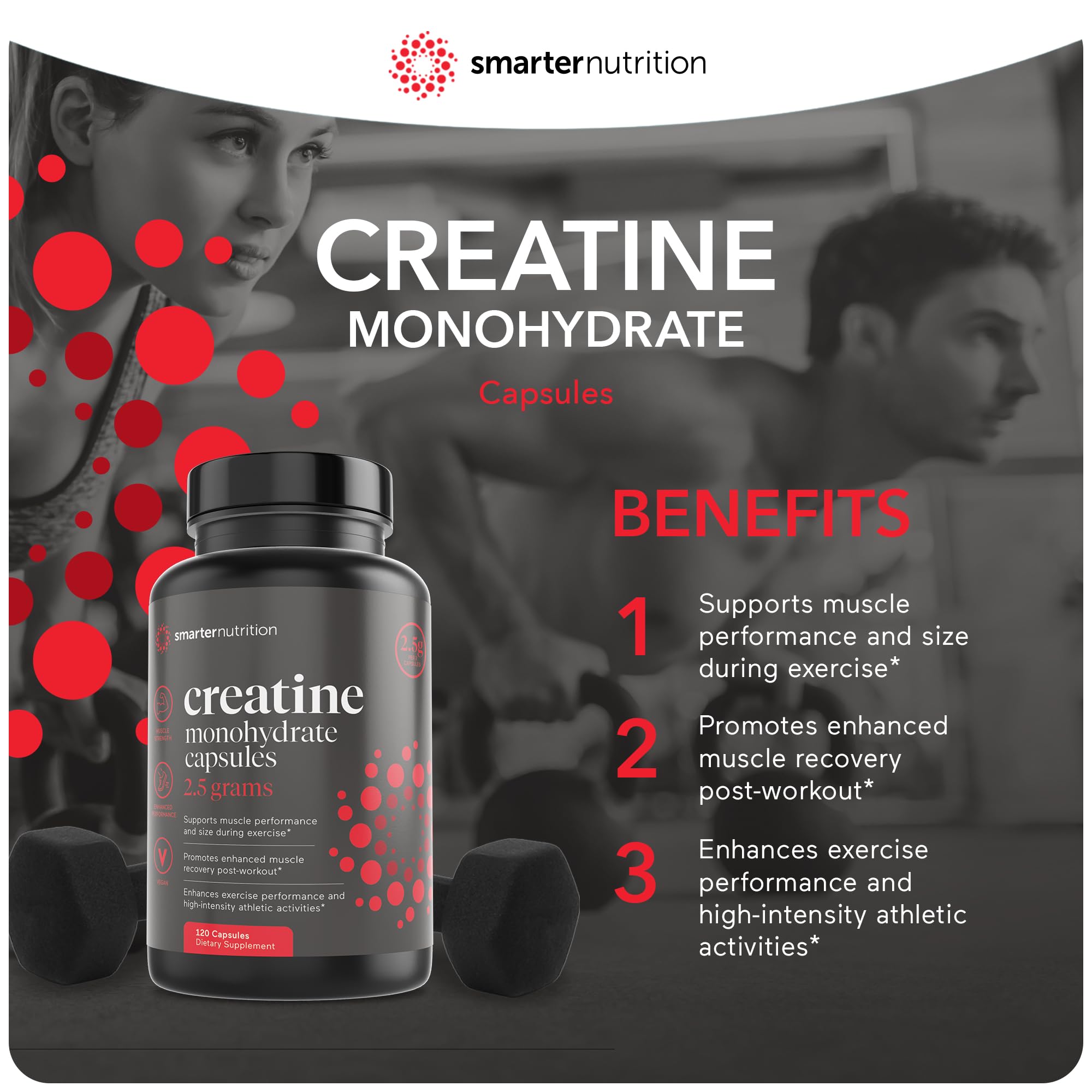Foto 6 pulgar | Suplemento Smarter Nutrition Creatina 2500 Mg 120 Cápsulas - Venta Internacional.