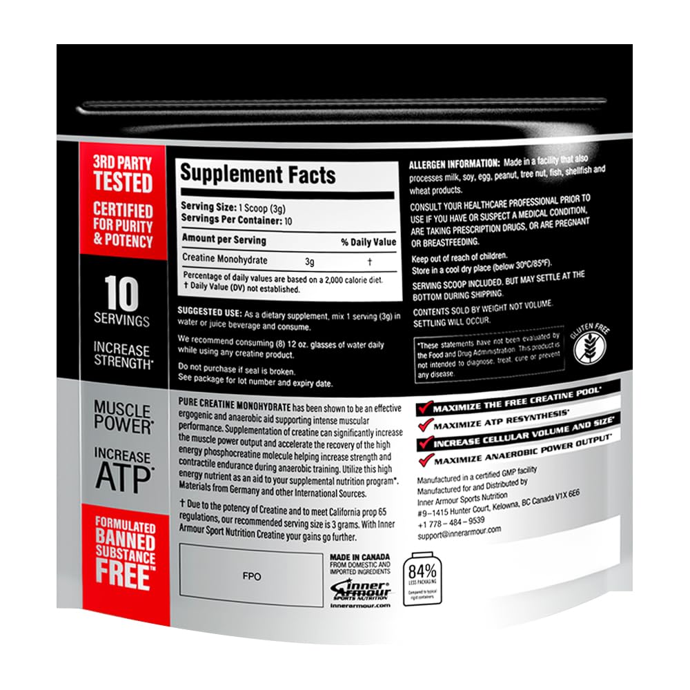 Foto 2 | Monohidrato De Creatina En Polvo Inner Armour Micronizado 30 G - Venta Internacional.