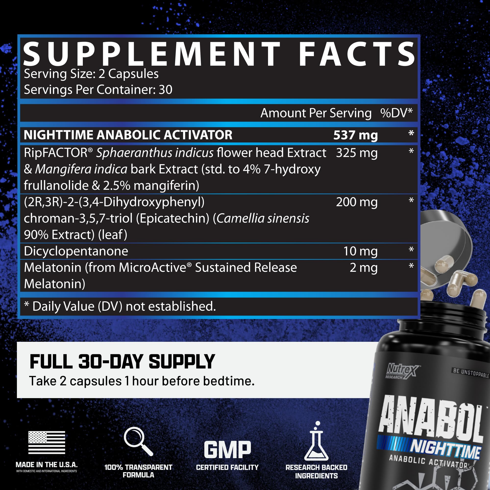 Foto 7 | Suplemento Nutrex Research Anabol Pm Nighttime 60 Píldoras - Venta Internacional.