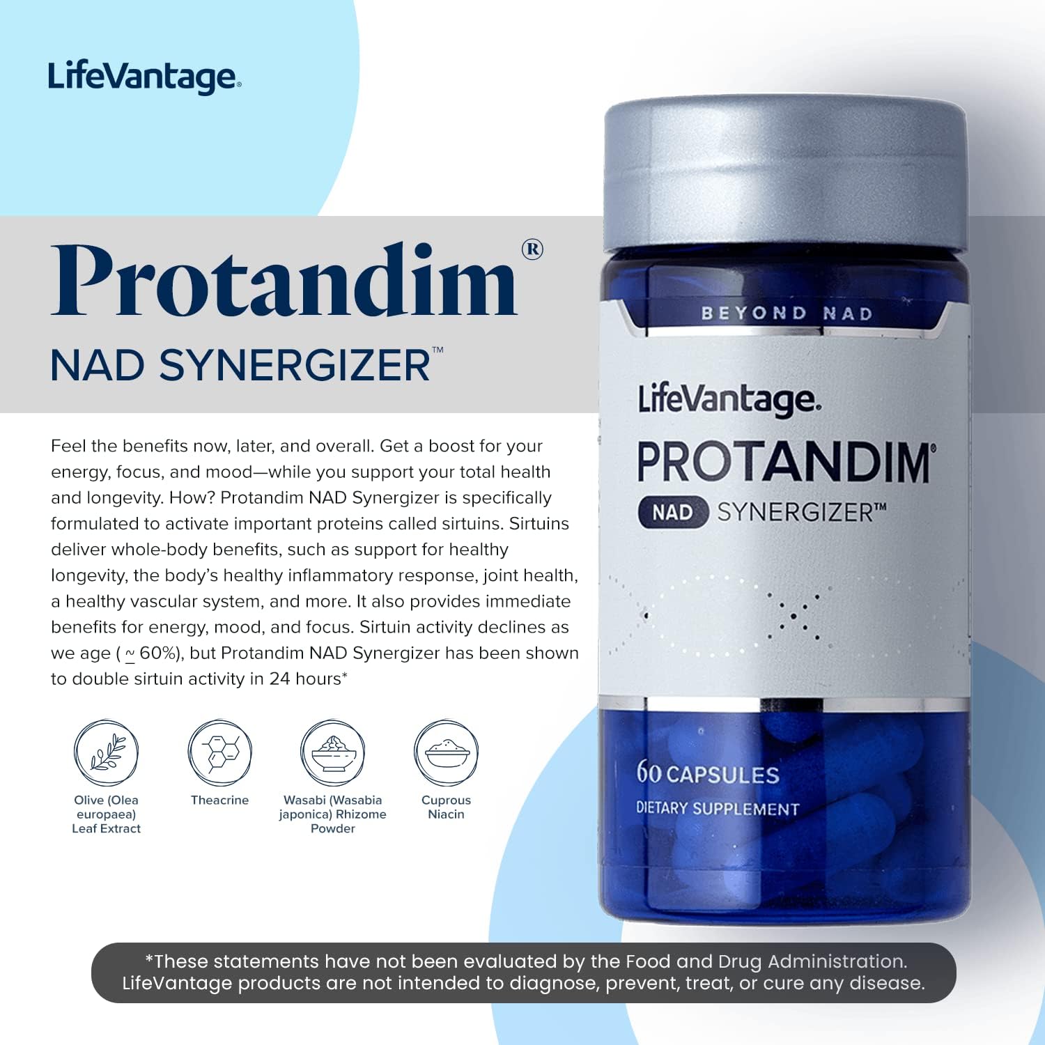 Foto 4 pulgar | Suplemento Lifevantage Protandim Nad Synergizer 60 Cápsulas - Venta Internacional.