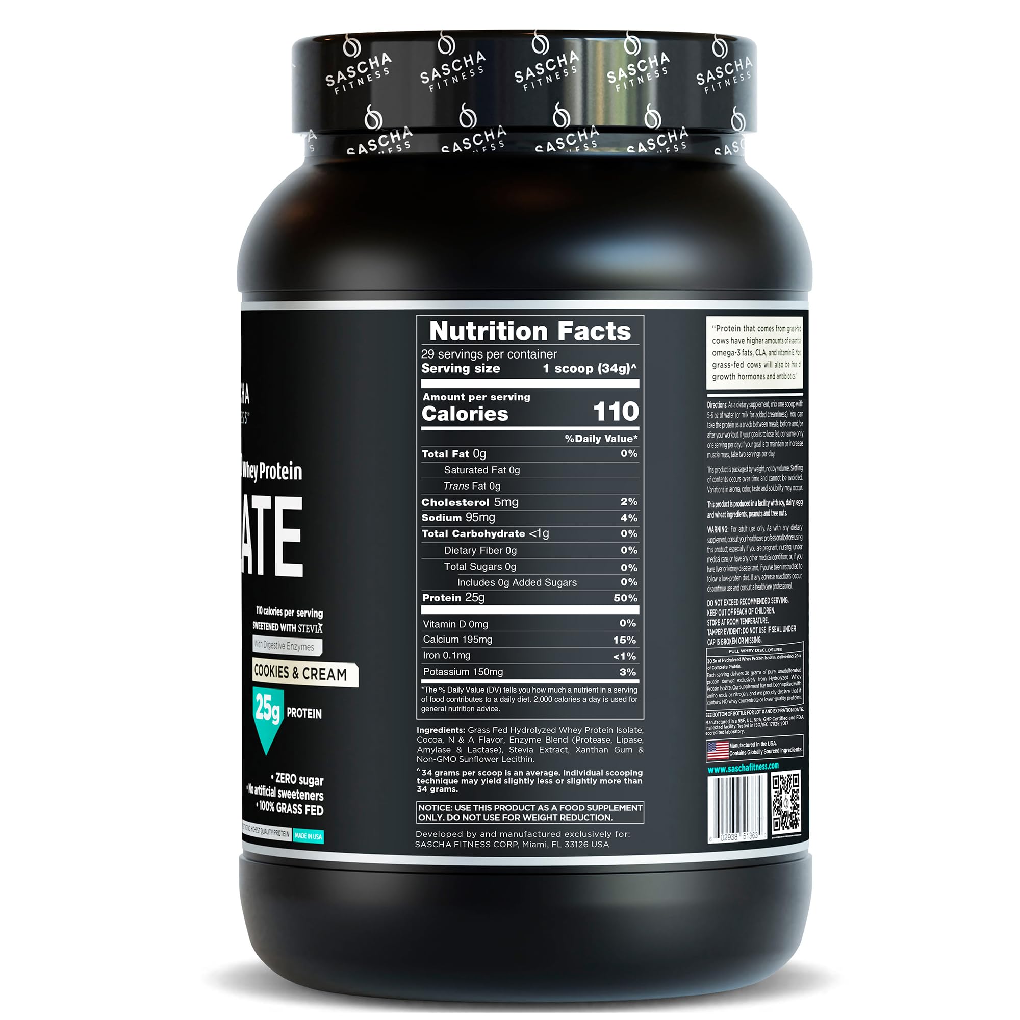 Foto 3 pulgar | Proteína En Polvo De Suero Hidrolizado Sascha Fitness Aislada 2 Kg - Venta Internacional.