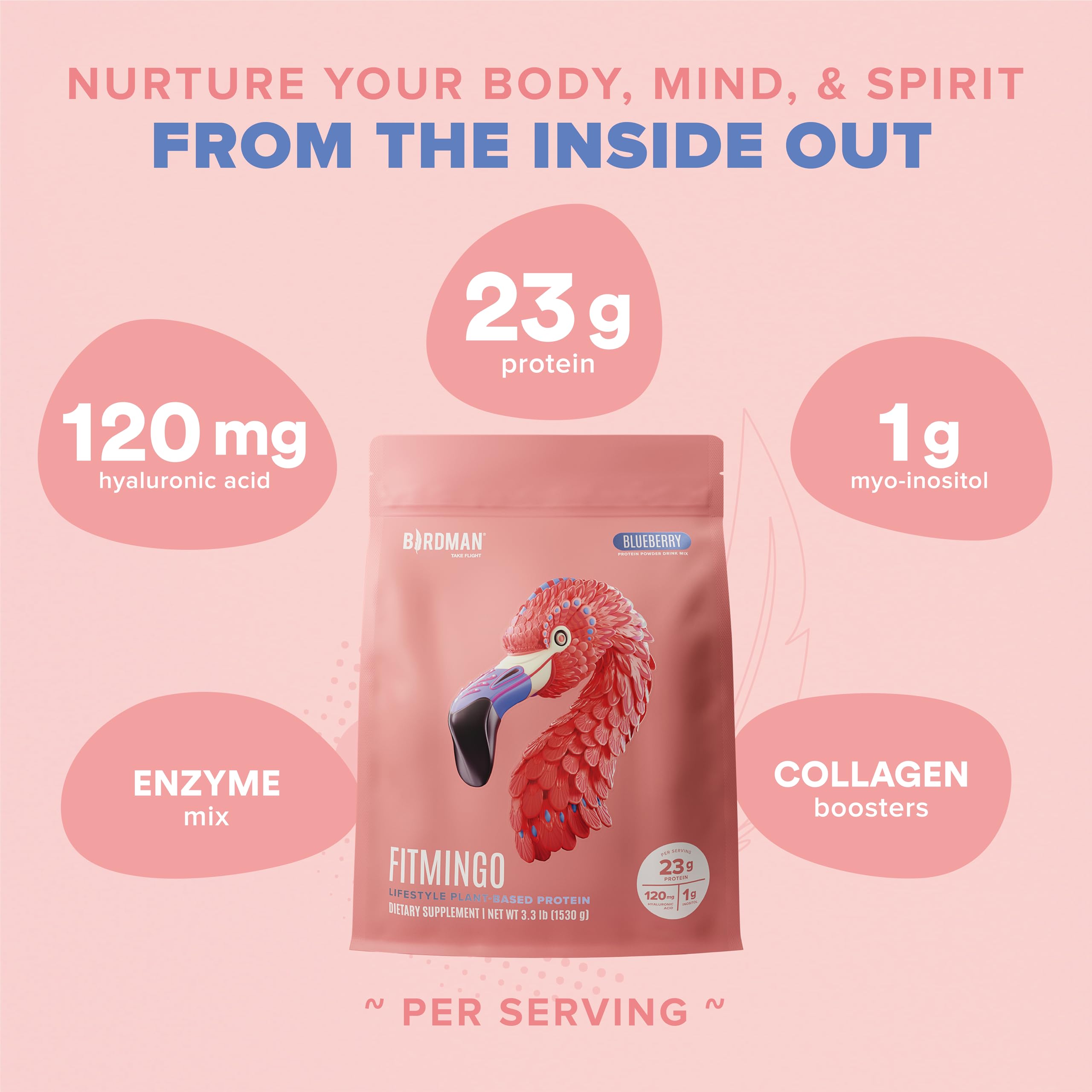 Foto 5 pulgar | Proteína En Polvo Birdman Fitmingo Vegan Para Mujer, 22 G, Arándano - Venta Internacional.
