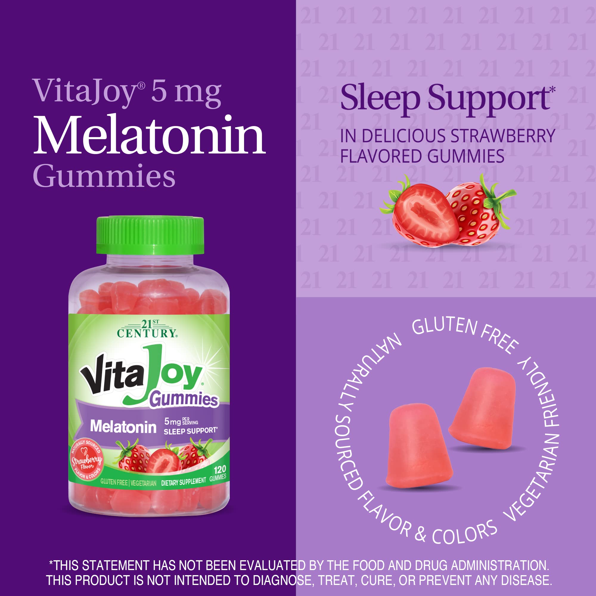 Foto 3 pulgar | Gomitas Vitajoy Con Melatonina Y Fresa Del Siglo Xxi, 120 Unidades - Venta Internacional.