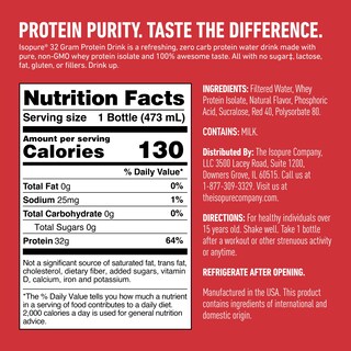 Foto 2 | Bebida Proteica Isopure Zero Carb 32 G De Proteína 473 Ml (12 Botellas) - Venta Internacional.